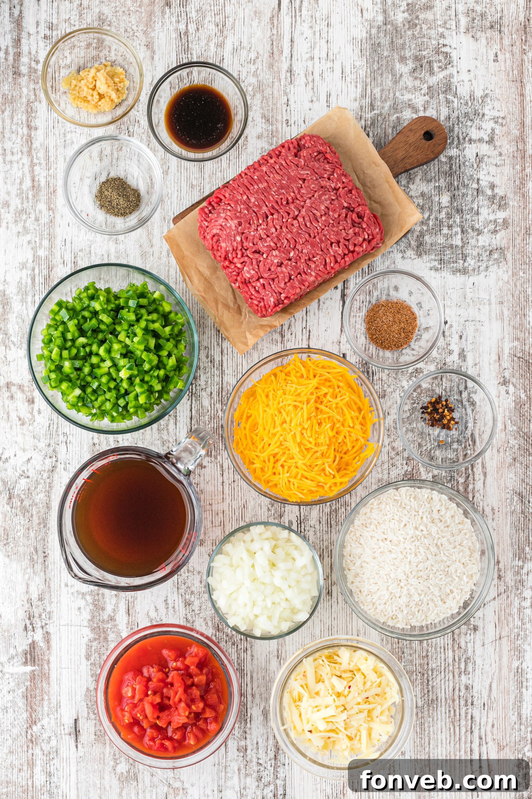 Close-up of Stuffed Bell Pepper Casserole in a baking dish