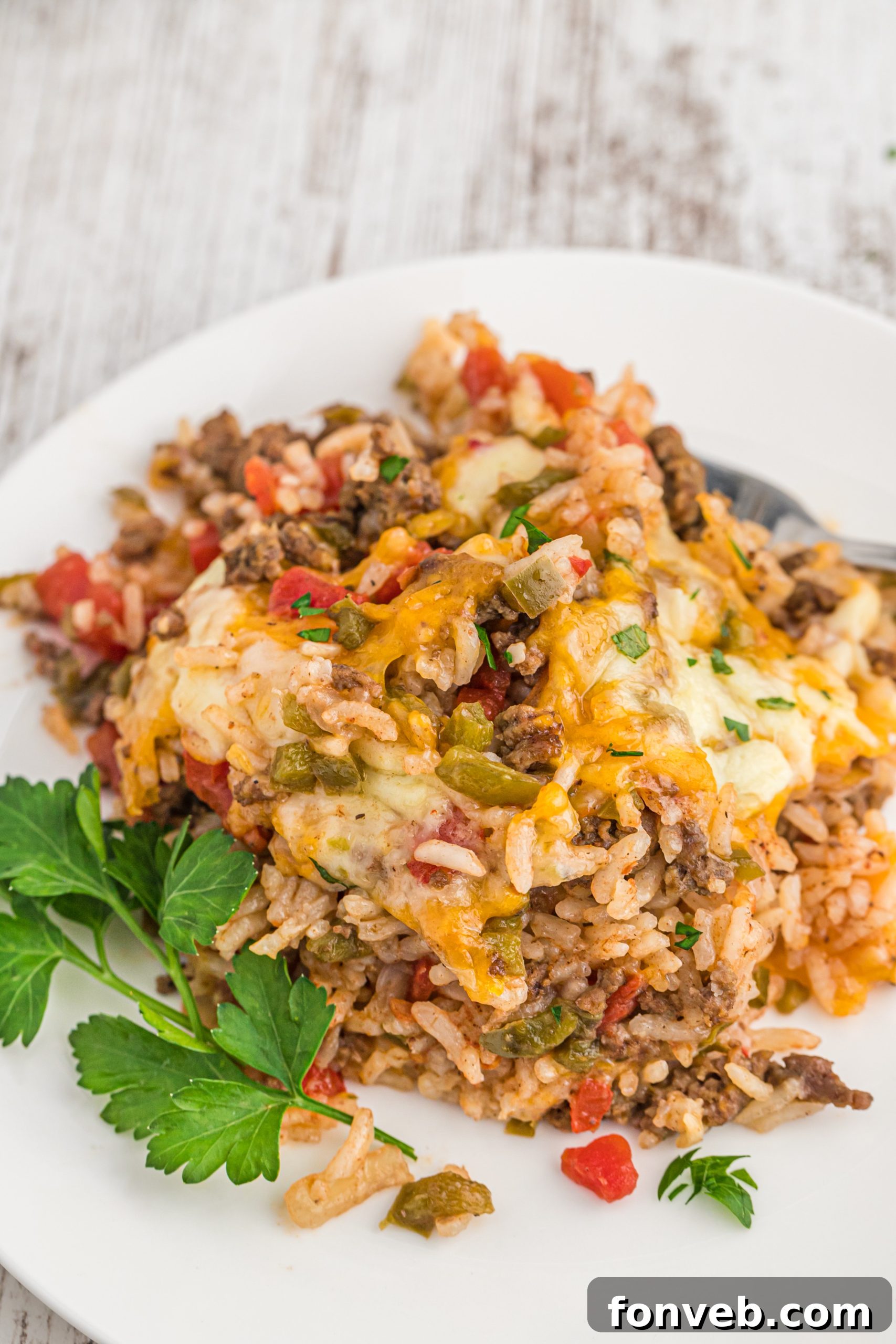 Diced red and green bell peppers