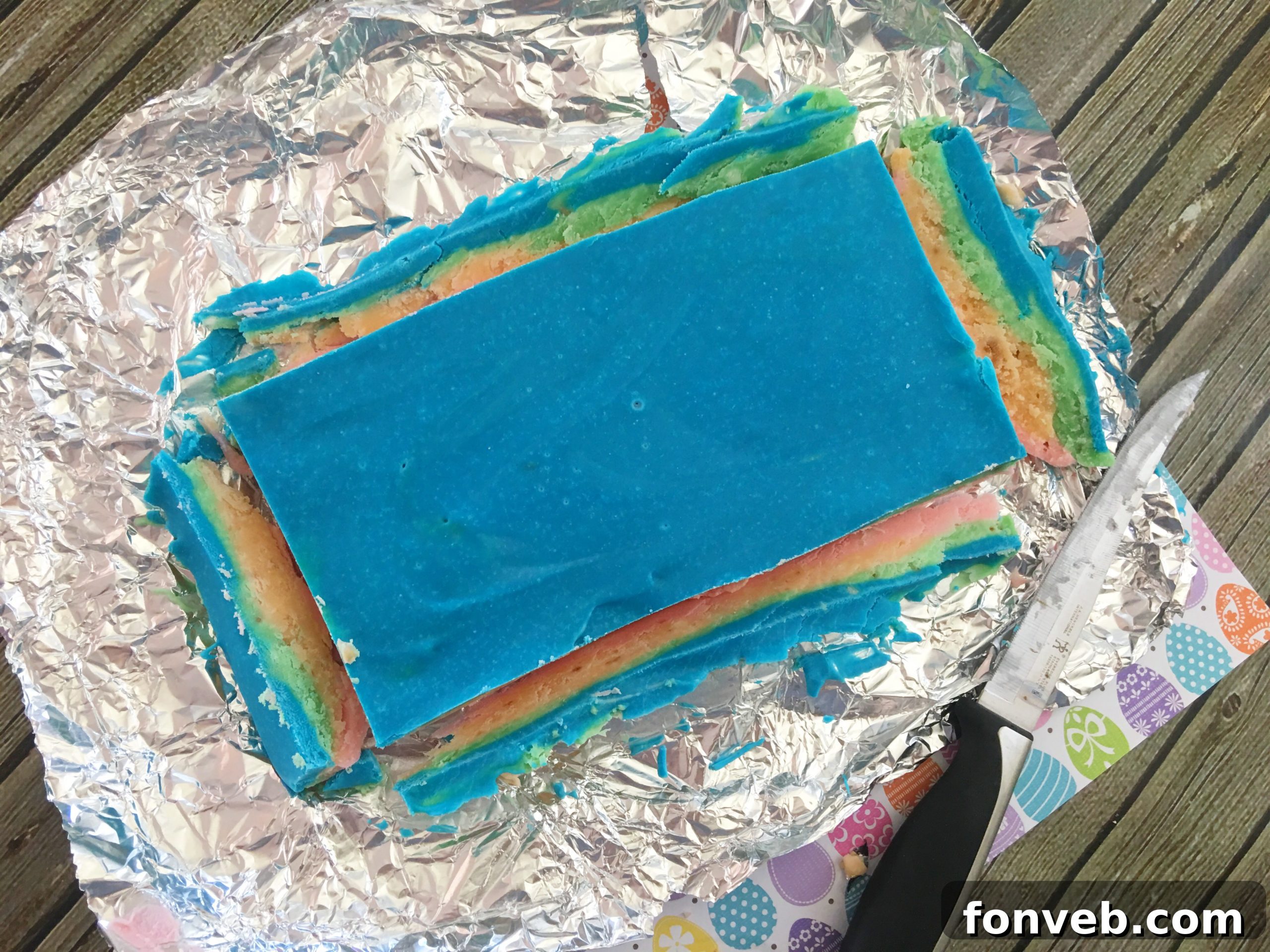 Another appealing shot of the Unicorn Fudge squares, neatly stacked, ready for serving or packaging.