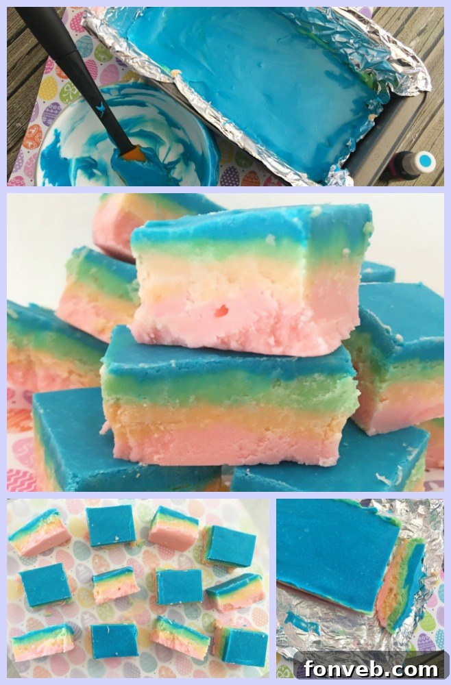 A Pinterest-friendly collage image promoting the Unicorn Fudge recipe for easy sharing.