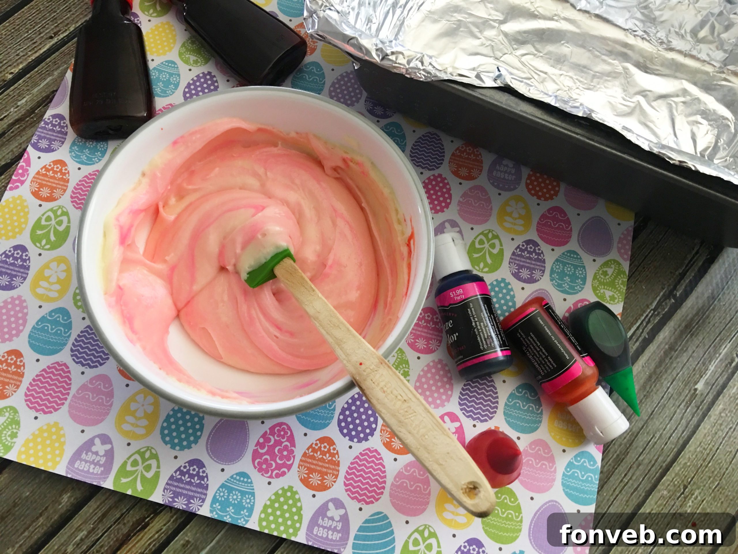 Another view of the Unicorn Fudge block in the pan, emphasizing the distinct layers and marbling of the different colored fudges.
