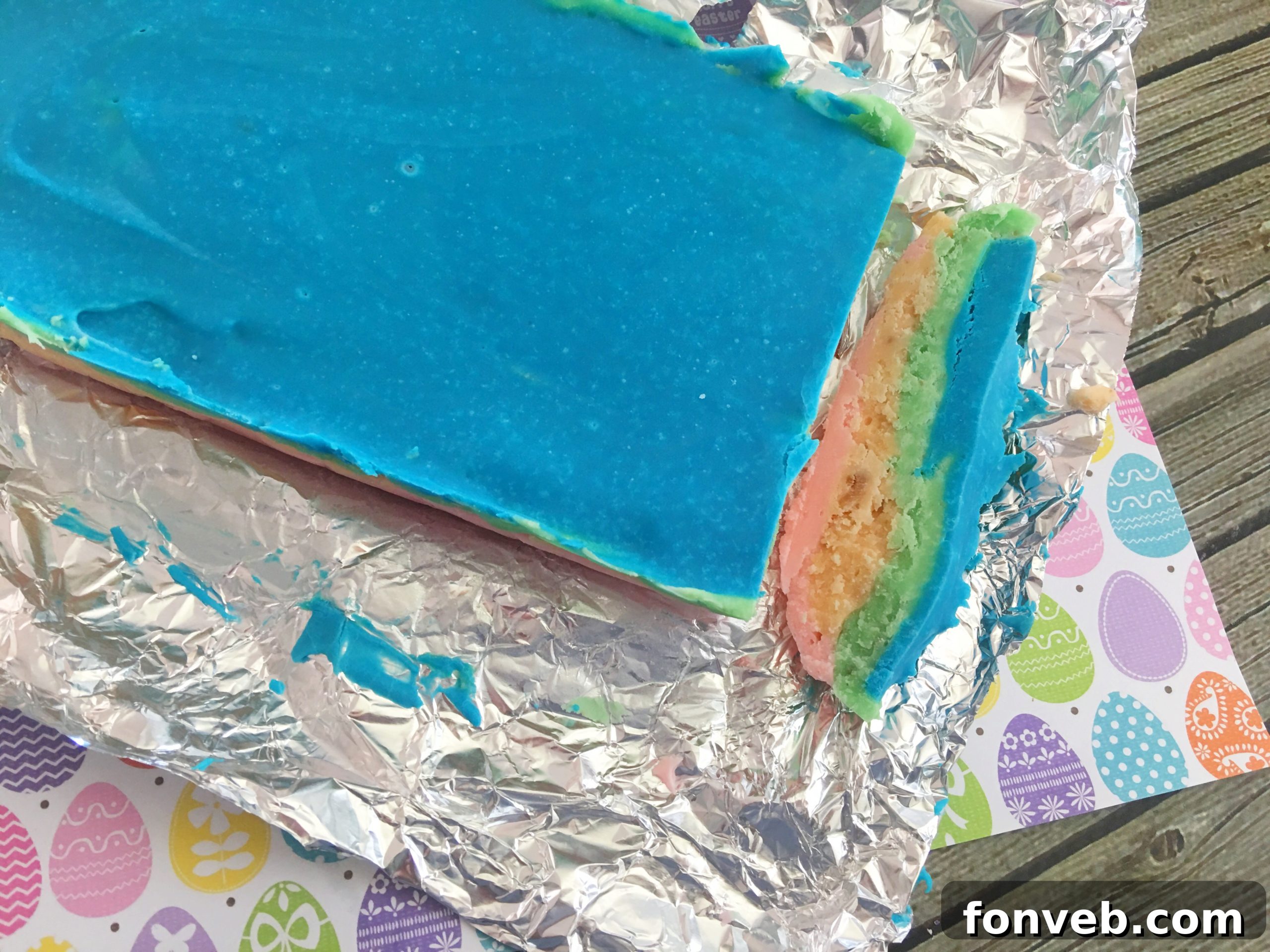 A different angle of the Unicorn Fudge, emphasizing the smooth texture and the appealing blend of colors in each piece.