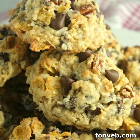 Final image of a Cowboy Cookie, golden brown and packed with visible mix-ins.