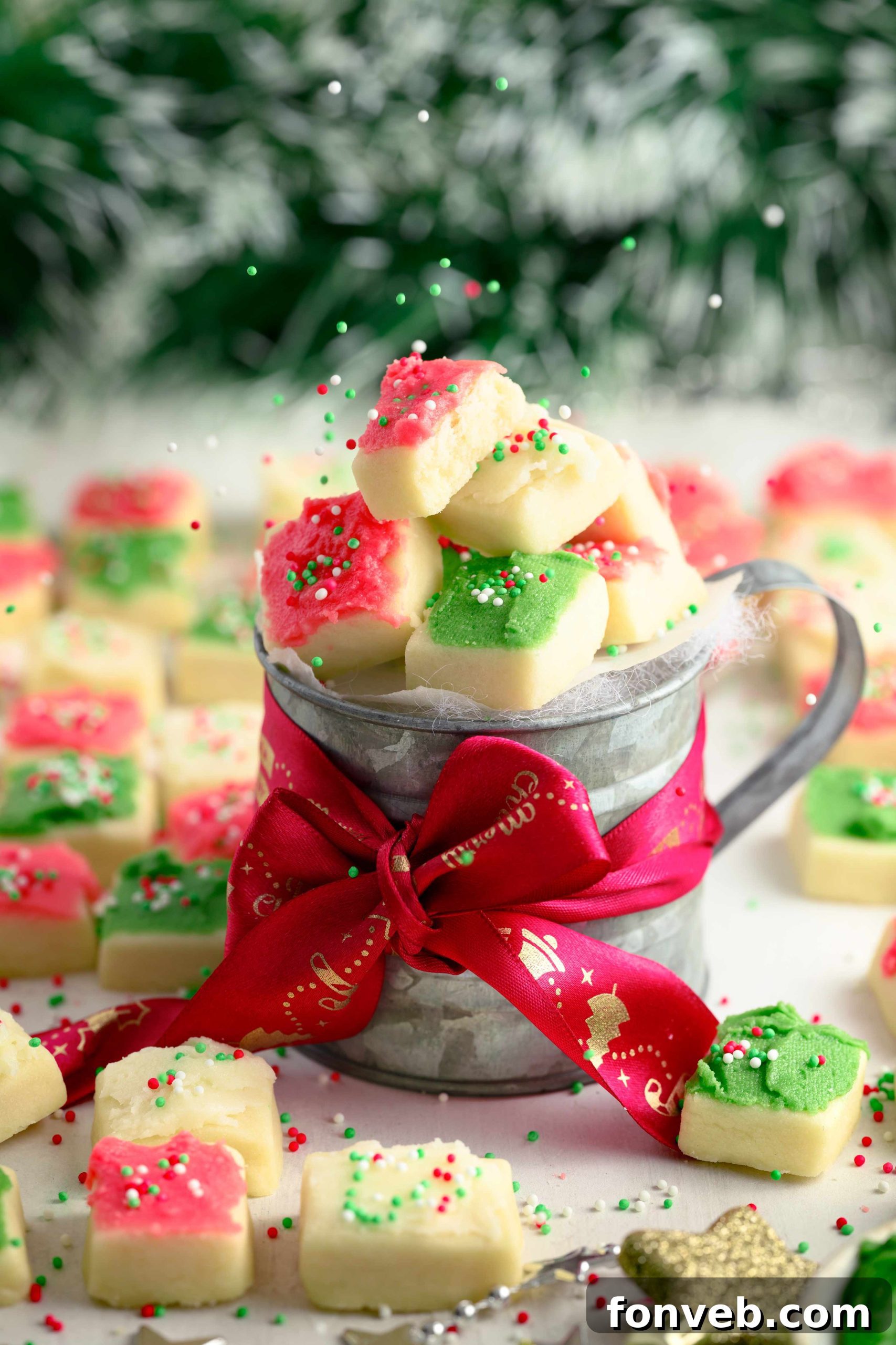 Festive Sugar Cookie Morsels 11 Red and green frosted Christmas Sugar Cookie Bites