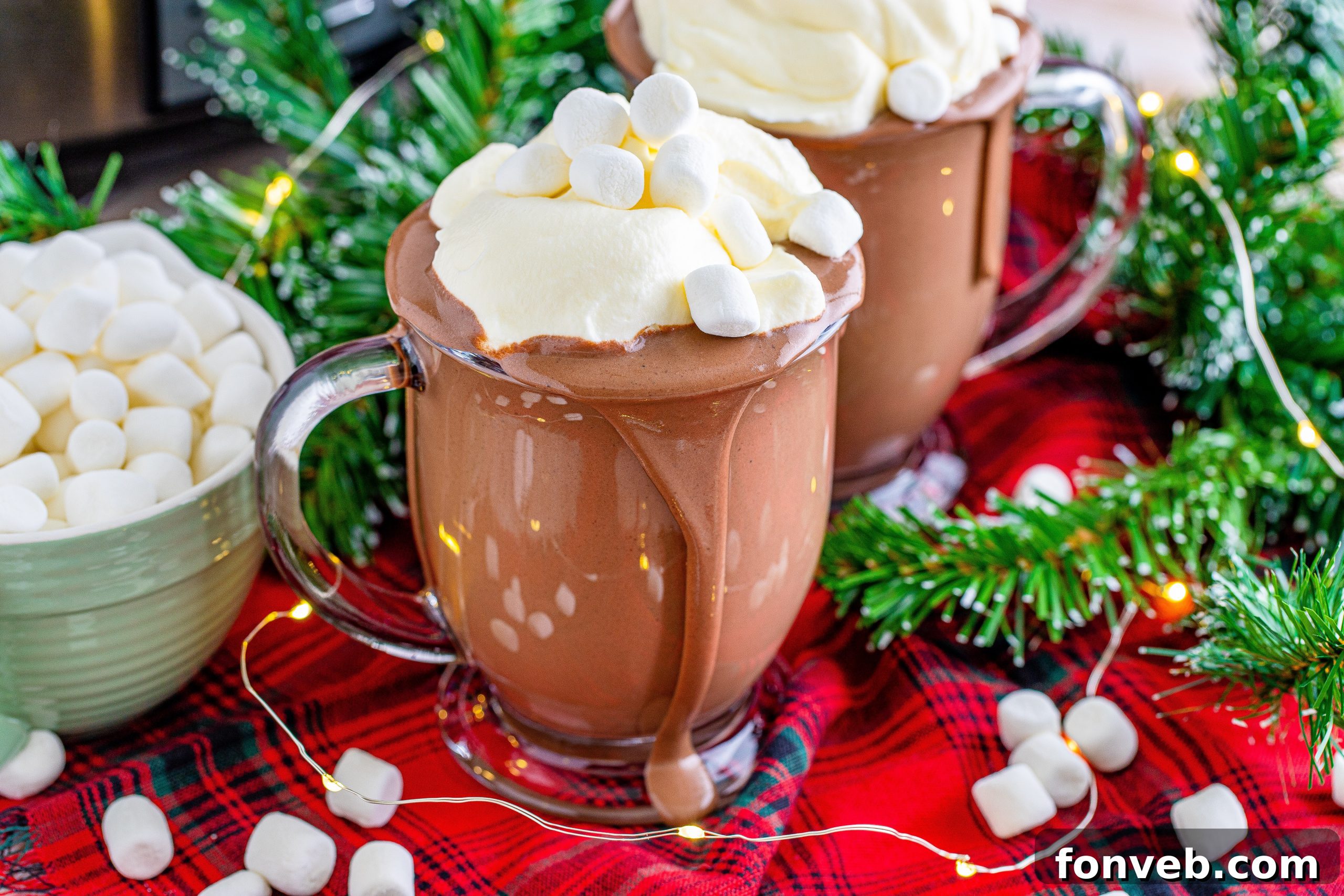 Finely chopped semi-sweet chocolate baking bar pieces, perfectly prepped and ready to be added to the slow cooker for melting into the hot chocolate.