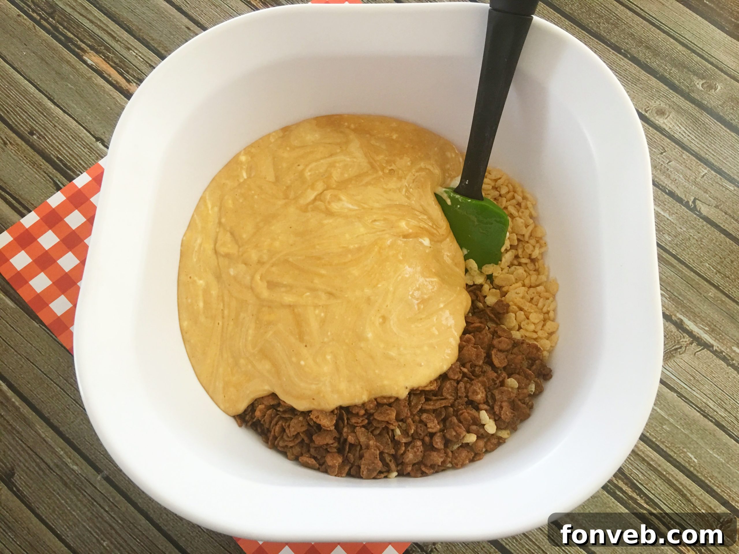 Close-up of Reese's Peanut Butter Cup-infused crispy treats