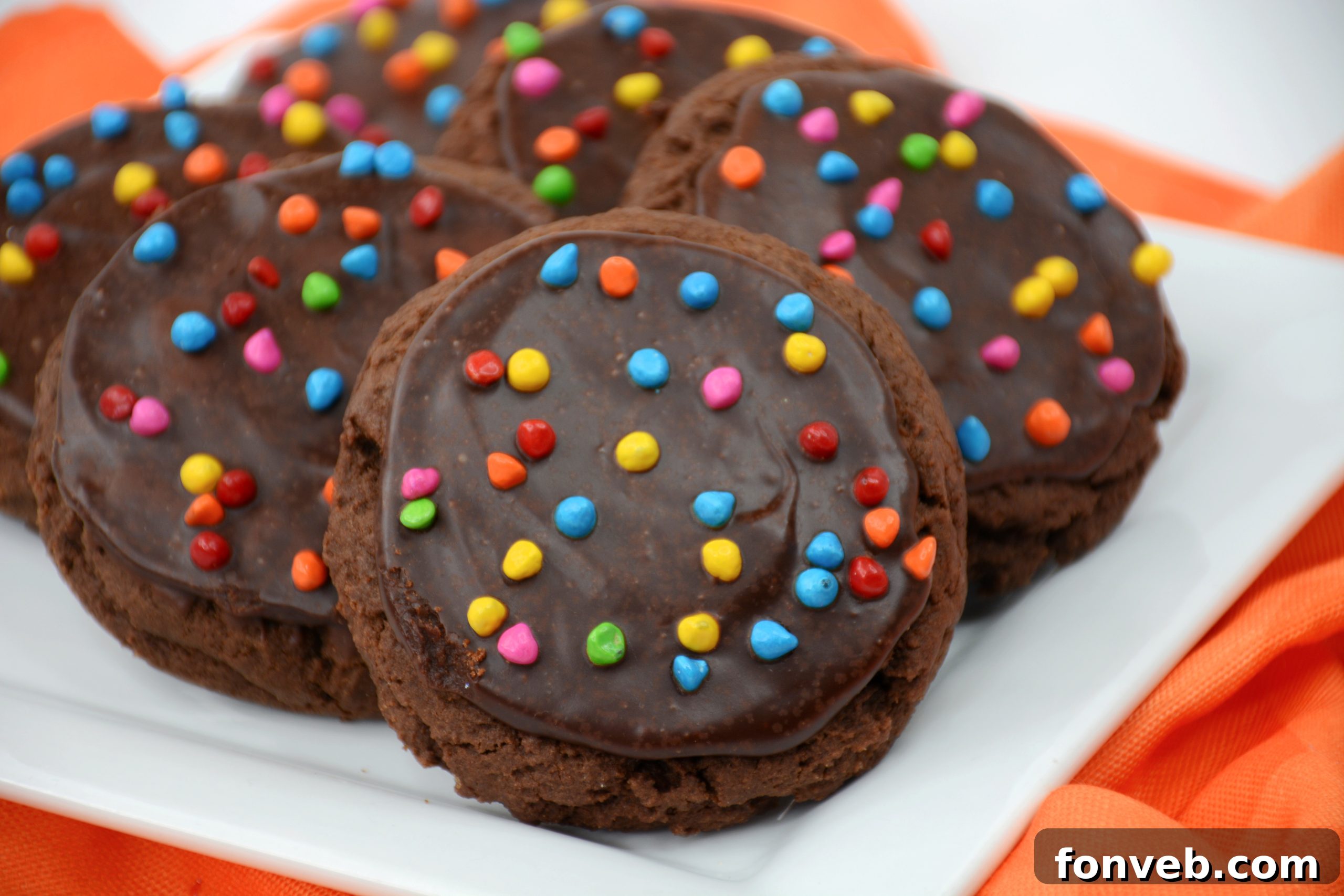 Finished Cosmic Brownie Cookies cooling on a wire rack.
