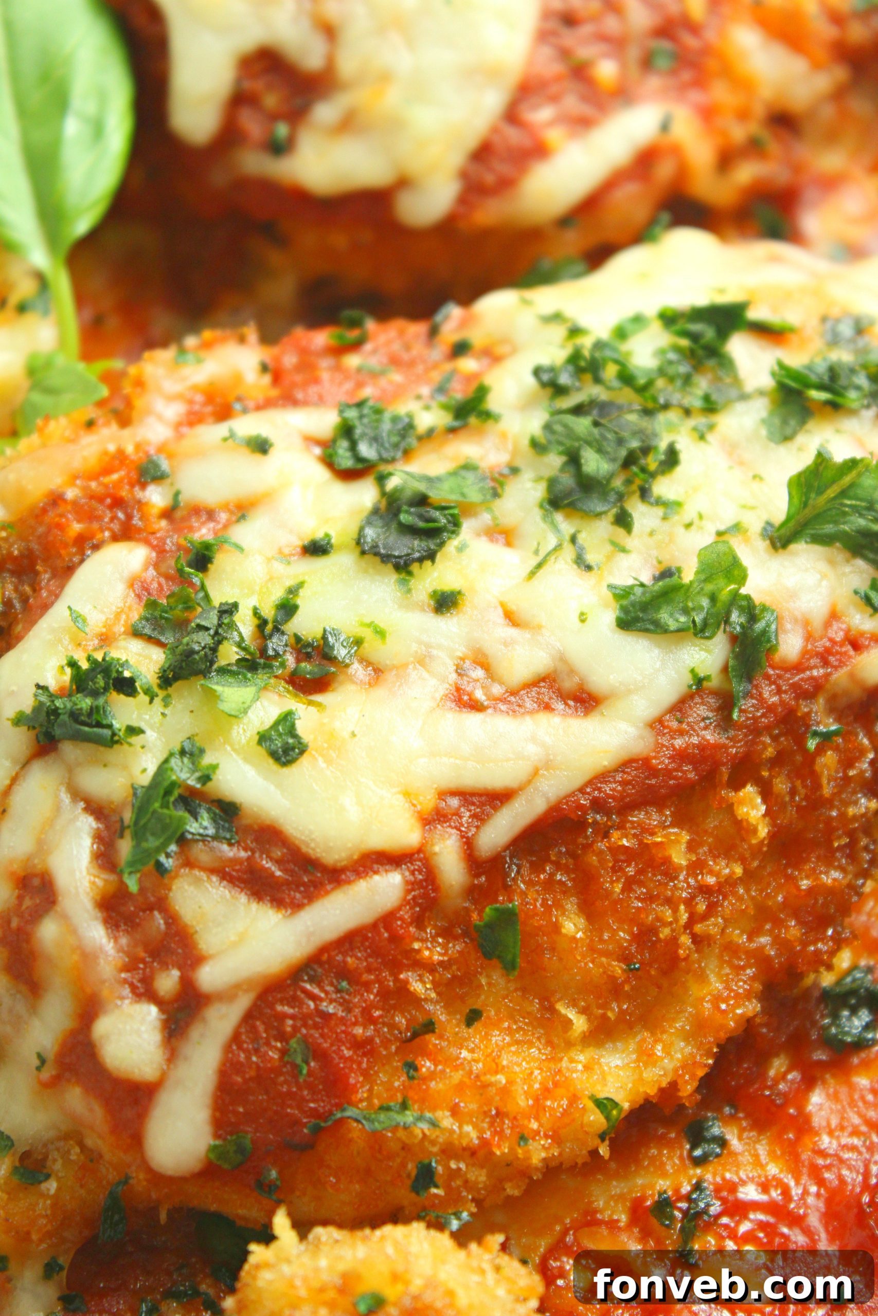 Delicious Homemade Chicken Parmesan, perfectly crispy and juicy.