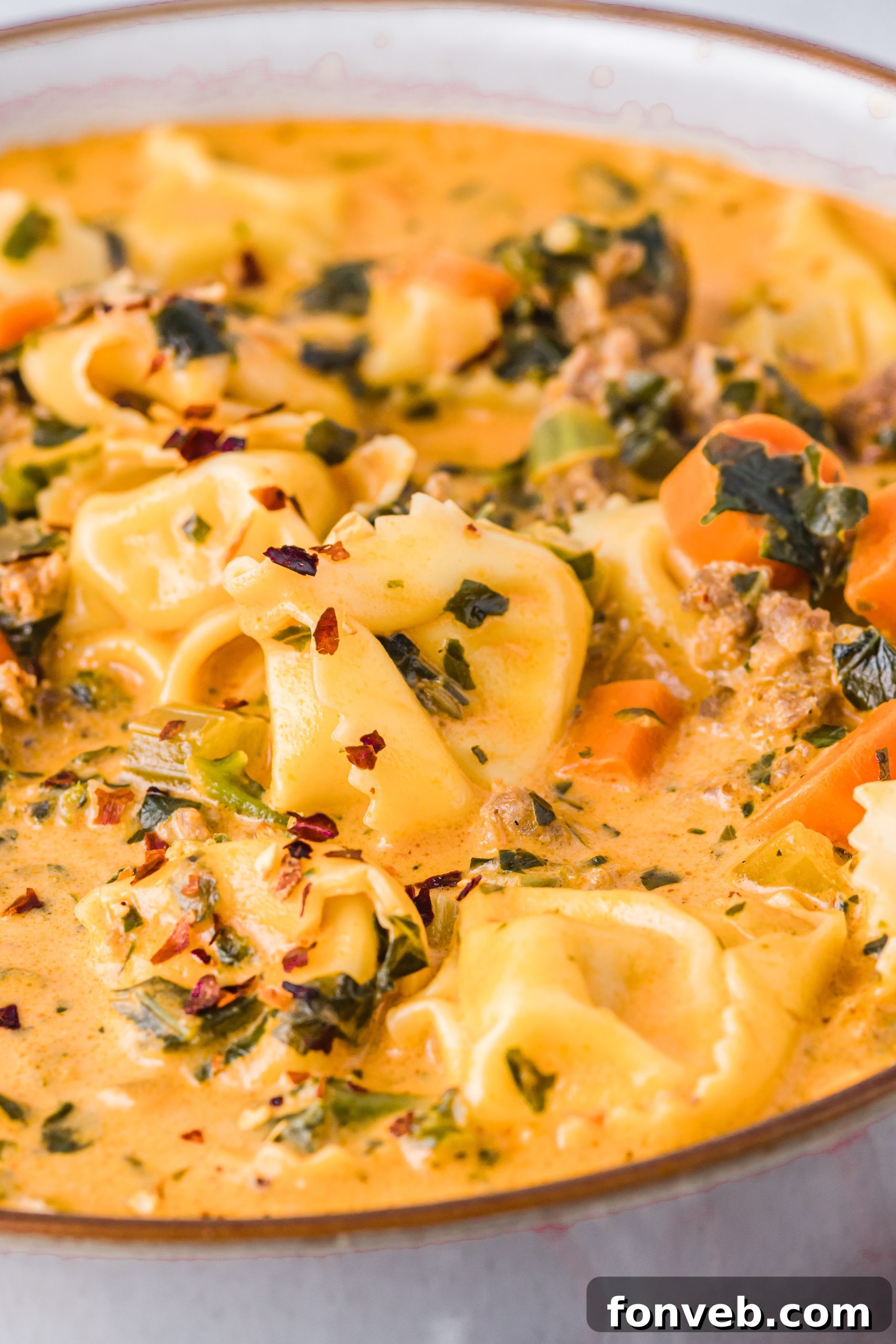 Another appetizing image of the creamy tortellini soup