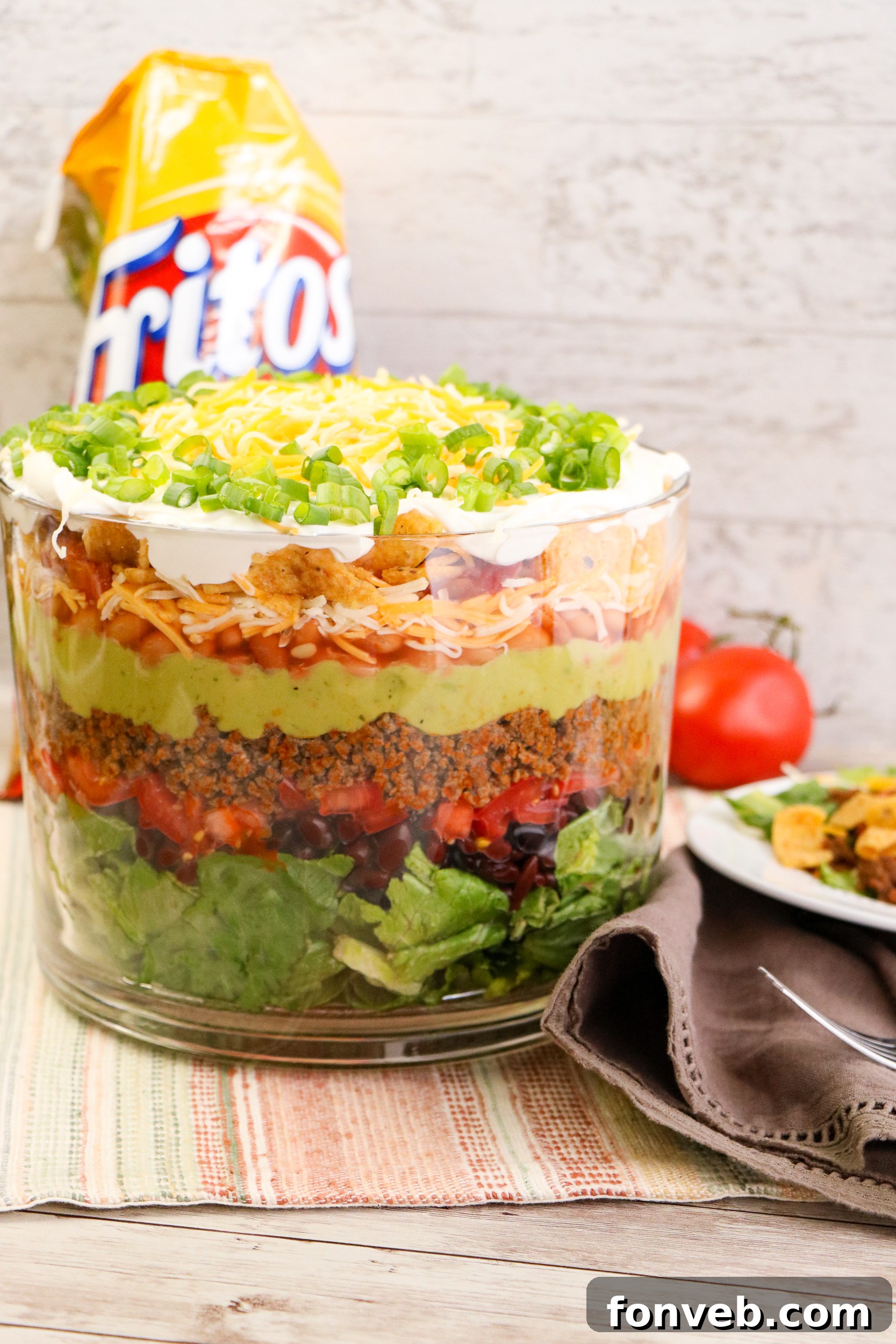 Taco Fiesta Stack 9 Another perspective of the layered Taco Salad Trifle