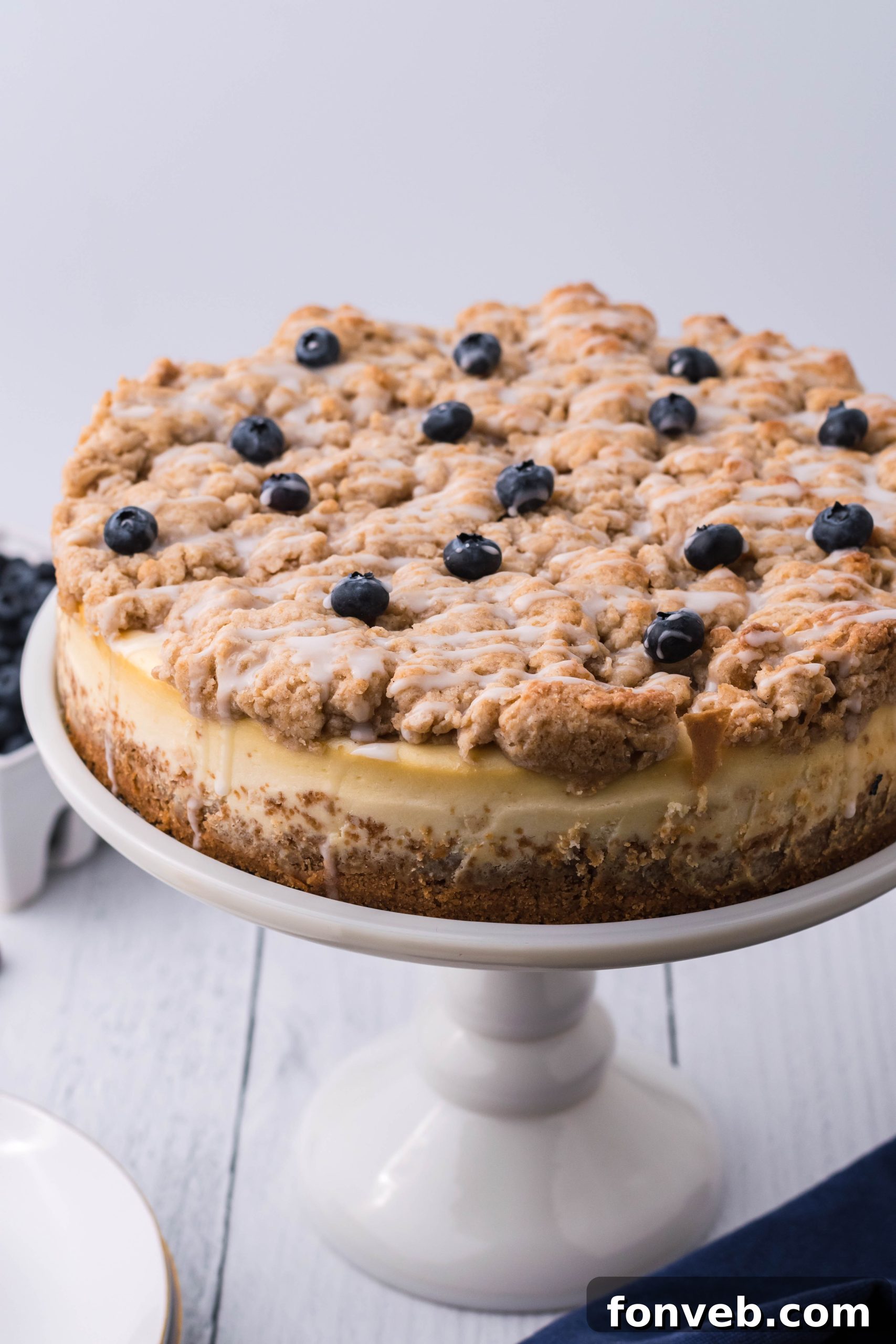 Slice of Blueberry Coffee Cake Cheesecake