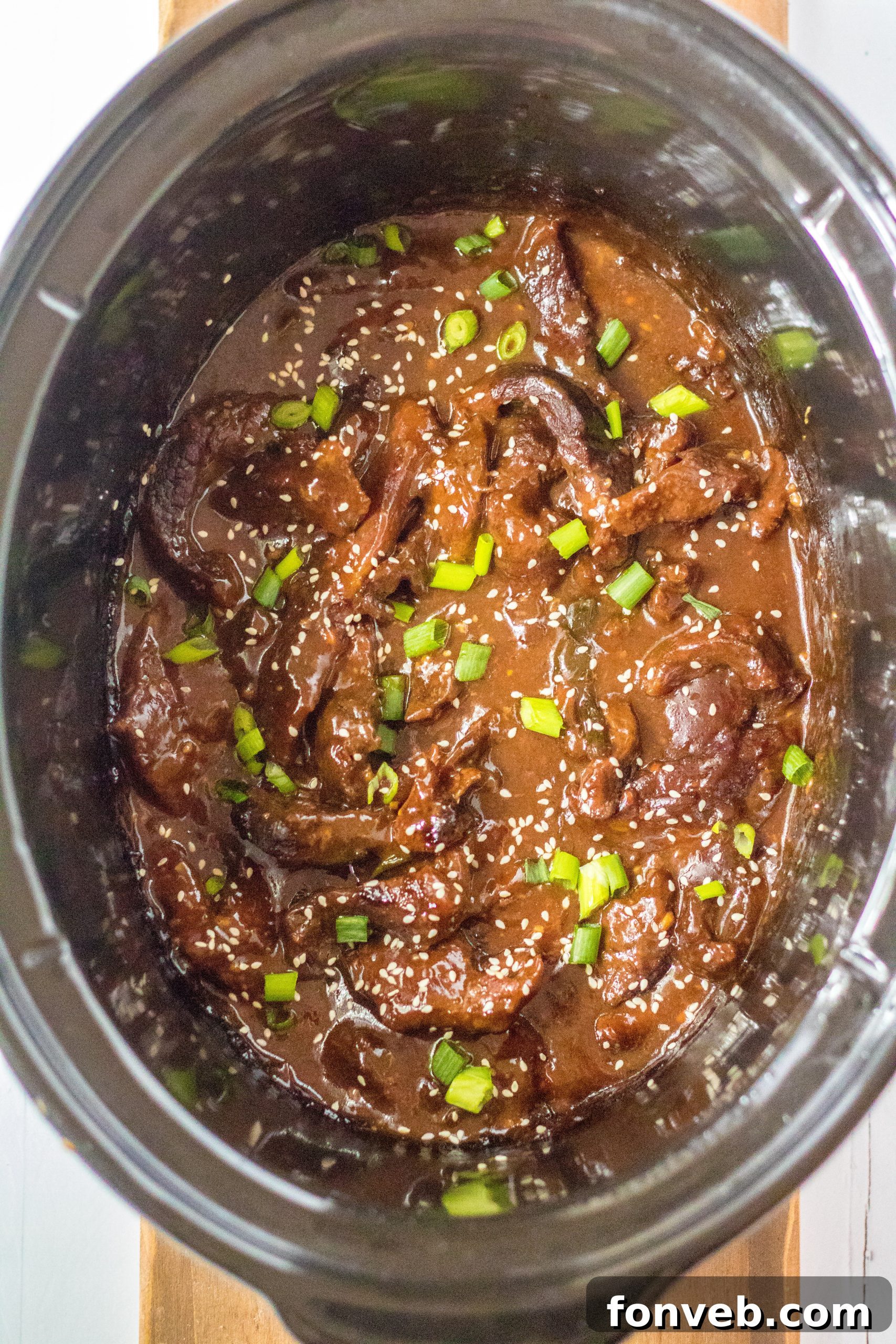 Slow Cooker Mongolian Beef Delight 5 Slow Cooker Mongolian Beef ready to be served