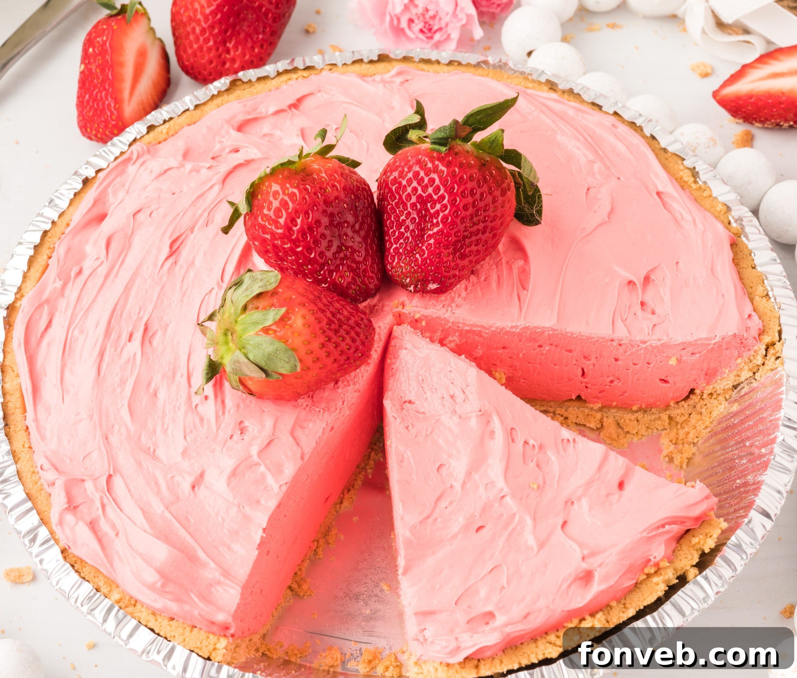 Kool-Aid pie in a freezer-safe container for storage.