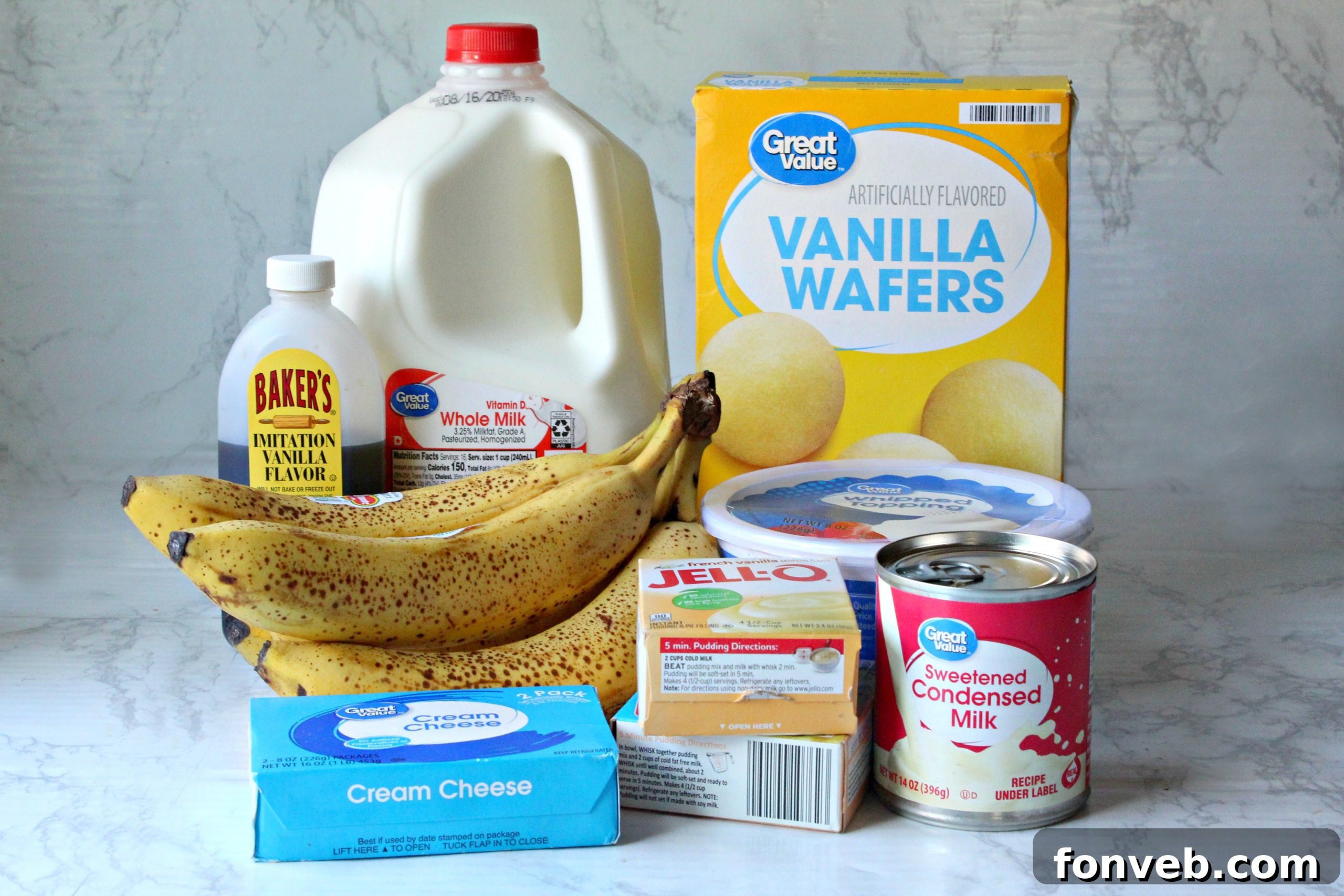 Simple Chilled Banana Pudding 4 Mixing the creamy base for the Easy No-Bake Banana Pudding in a large bowl.