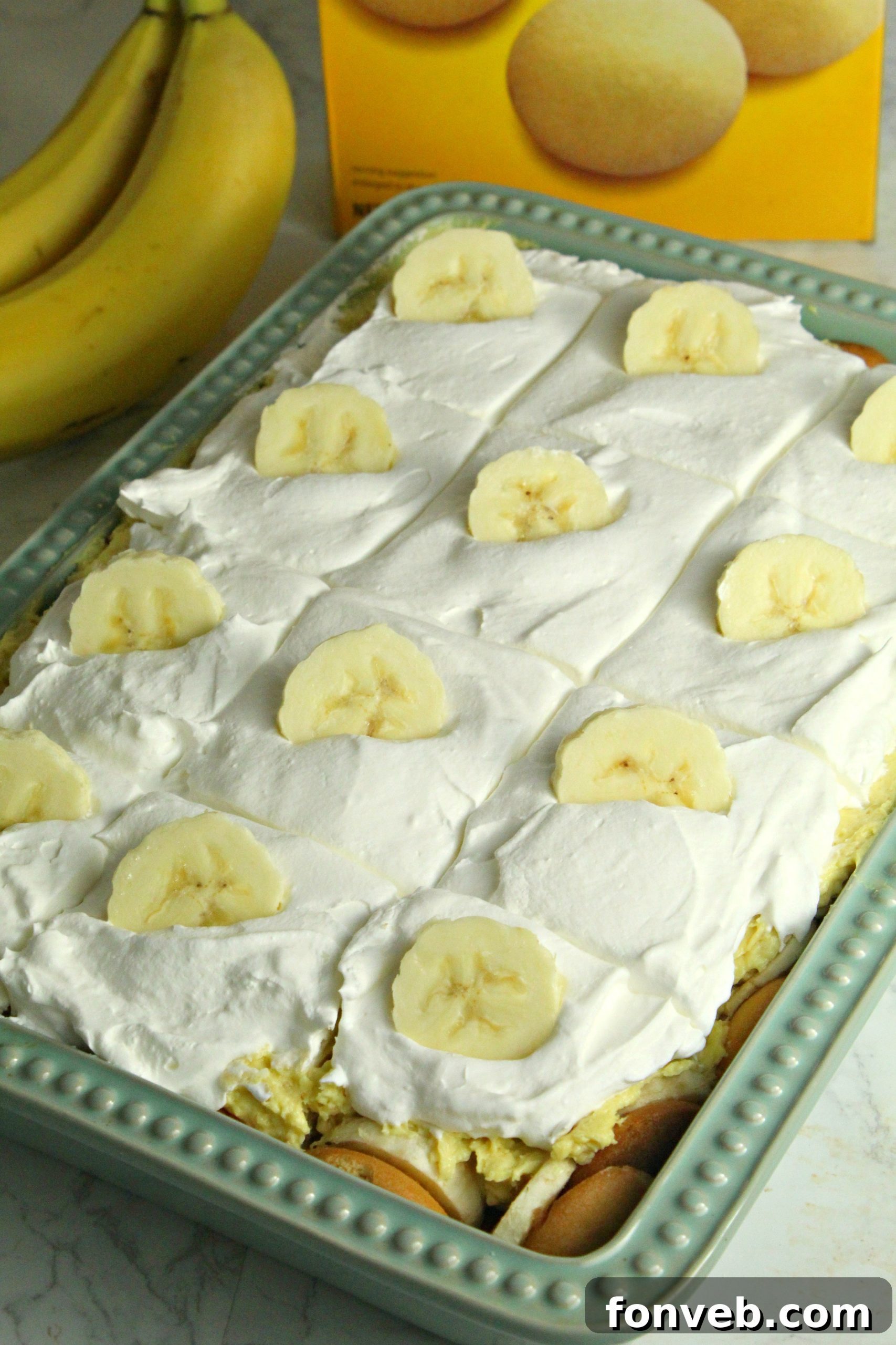 Simple Chilled Banana Pudding 6 A package of vanilla wafer cookies, a key ingredient for layering in banana pudding.