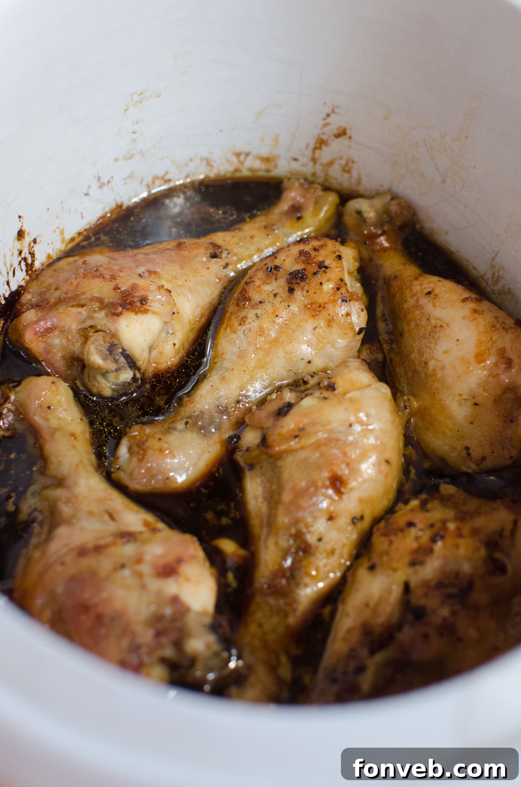 Slow Cooker Spicy and Sticky Chicken Legs close-up
