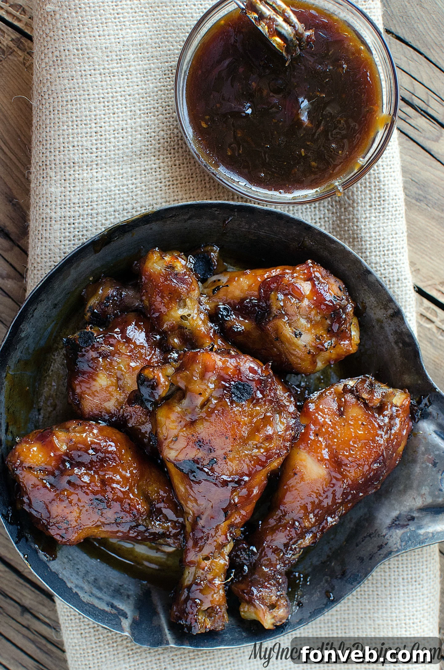 Close-up of glazed chicken leg