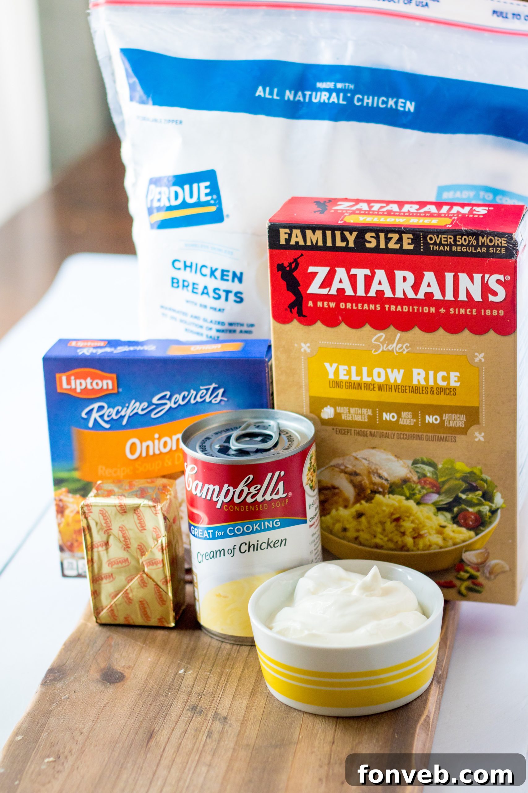 Close-up of Slow Cooker Cheesy Chicken and Rice, showcasing the creamy, golden texture.