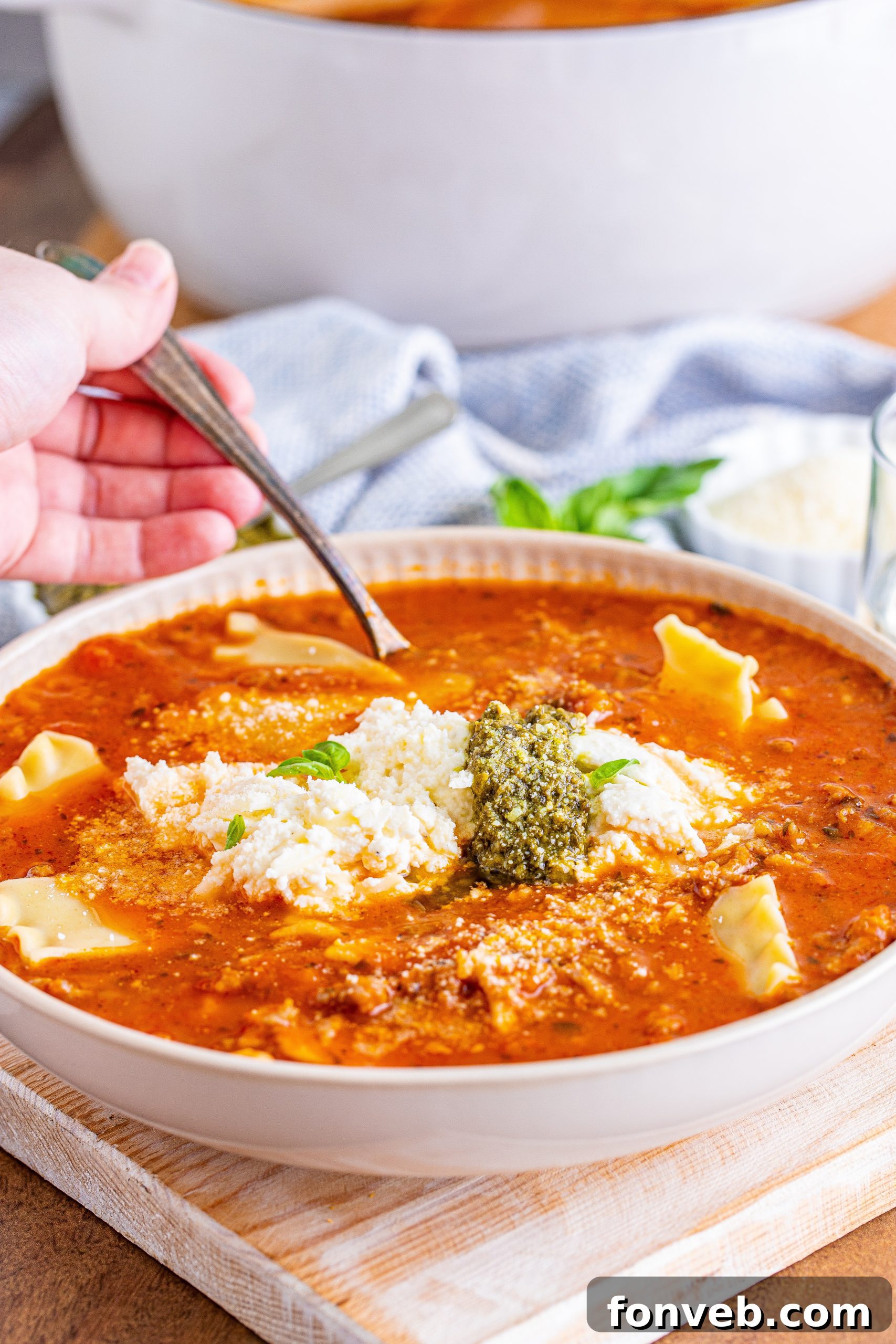 Cooked lasagna noodles and cheese mixture