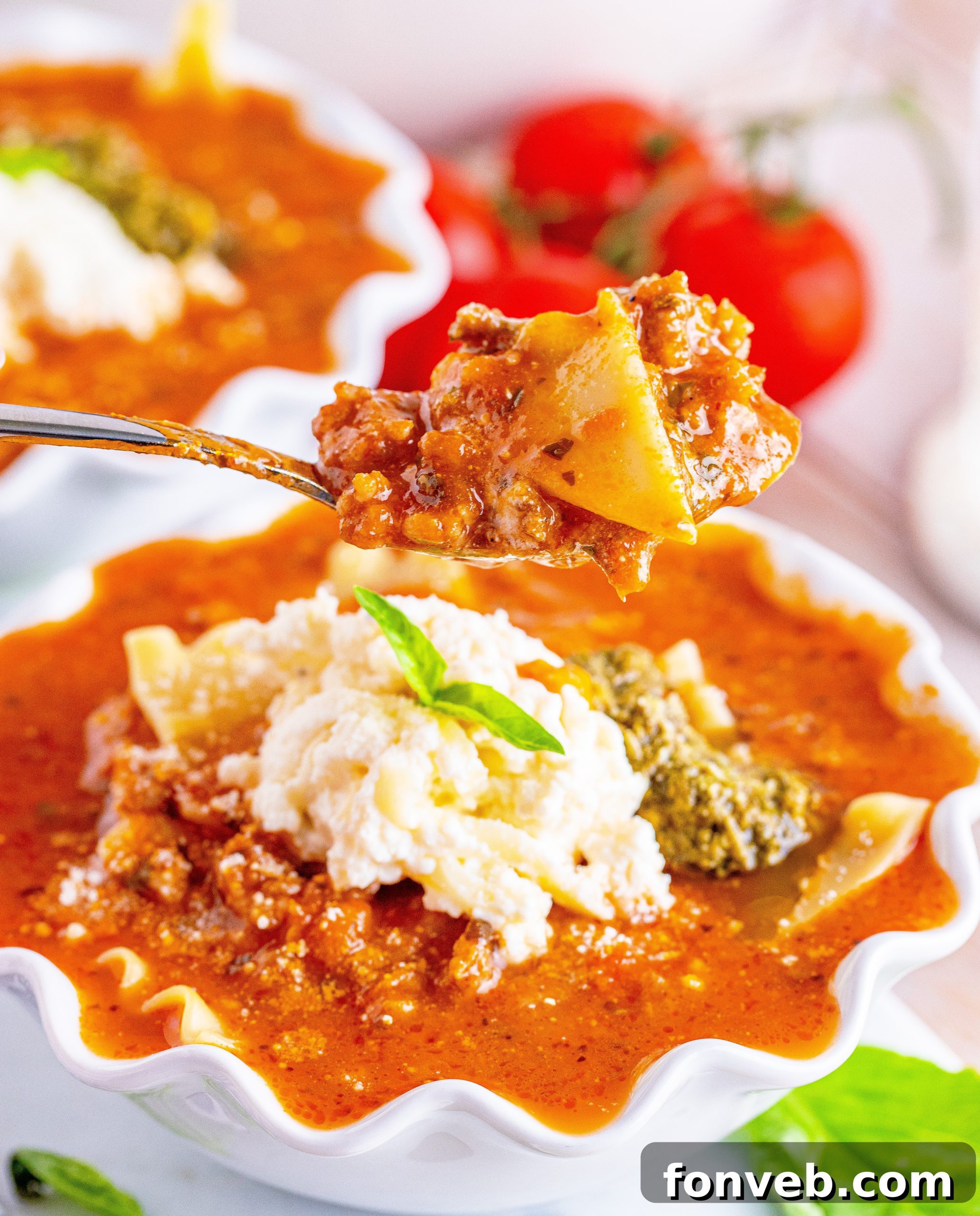 Cooking Lasagna Soup in a Dutch oven