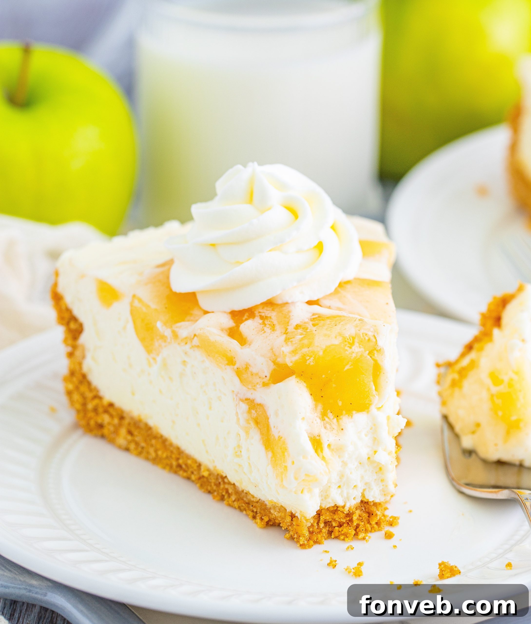 Chilled Apple Pie Cheesecake 13 The finished No Bake Apple Cheesecake in a springform pan.