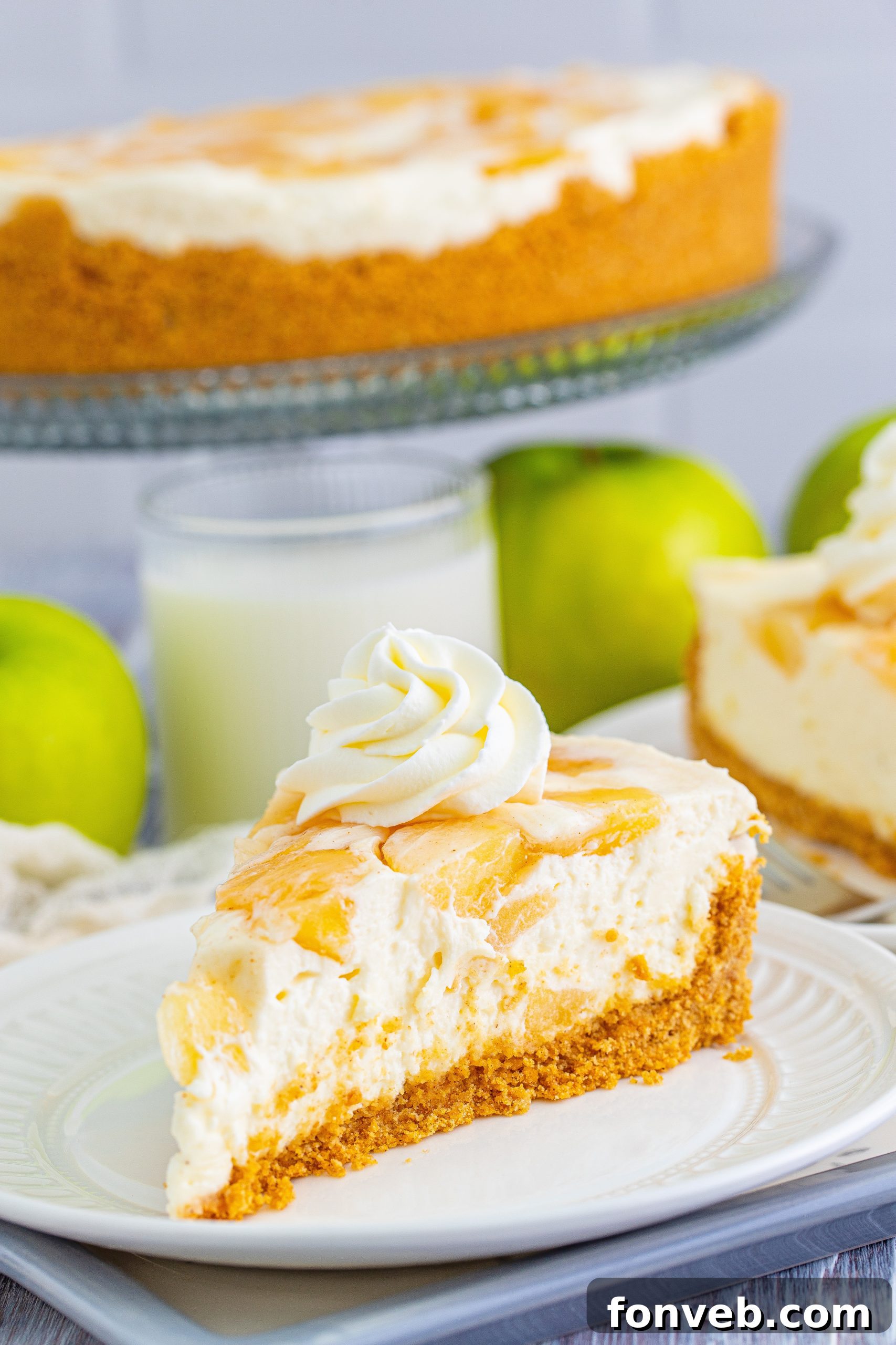 Chilled Apple Pie Cheesecake 9 A bowl of creamy cheesecake filling ready to be spread into the crust.