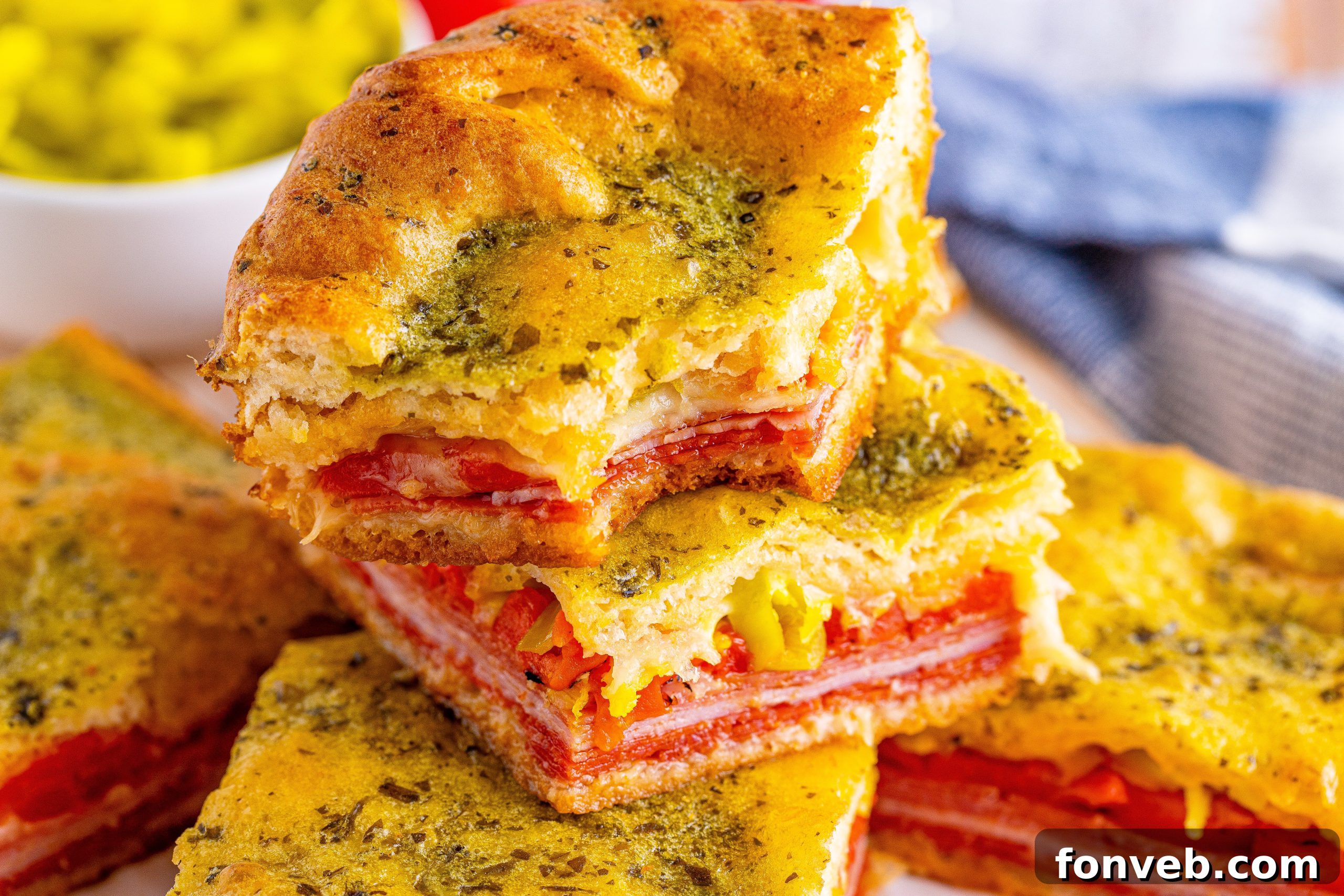 A final close-up shot of an Antipasto Square, ready to be enjoyed.