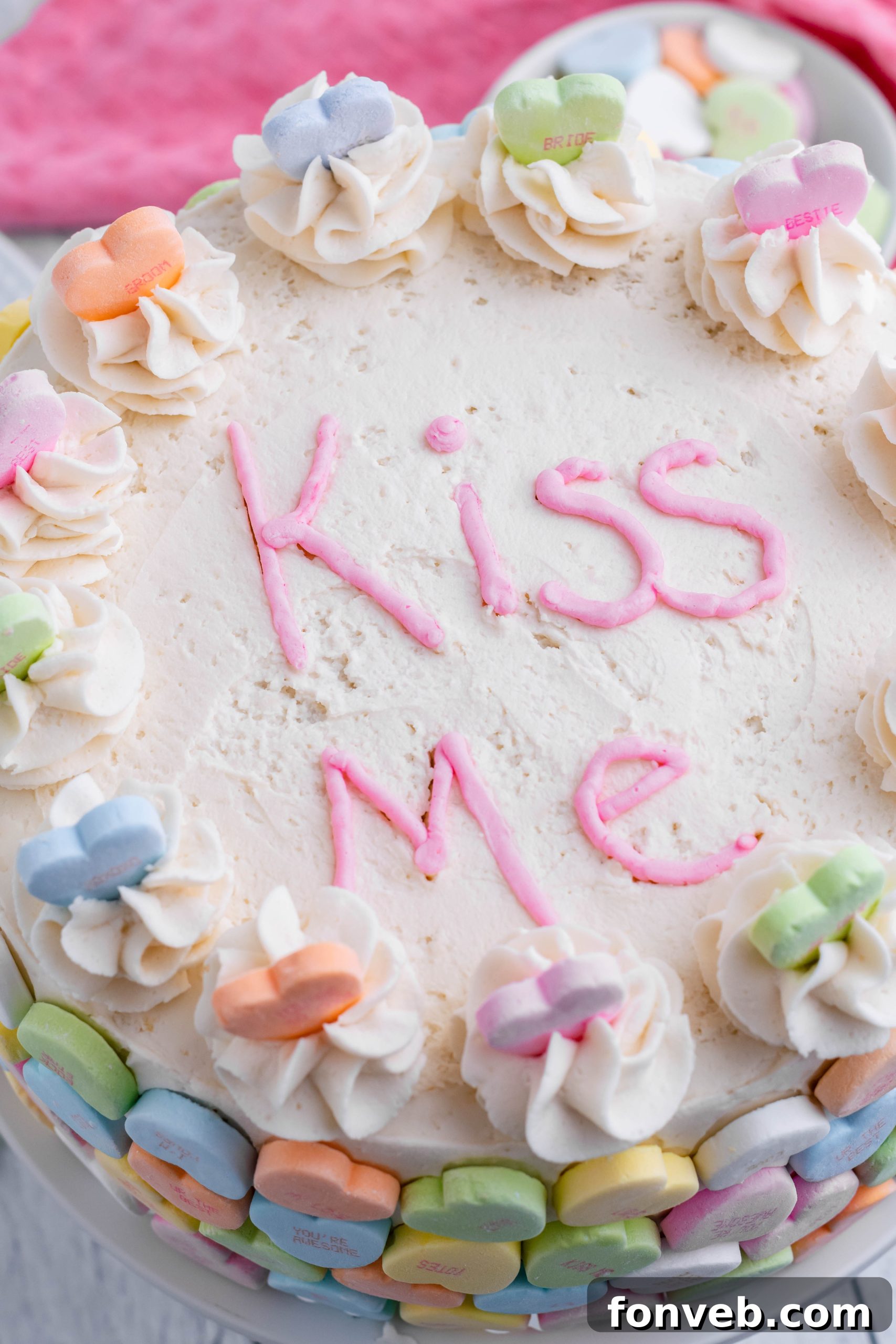 Ingredients for baking a Conversation Hearts Cake