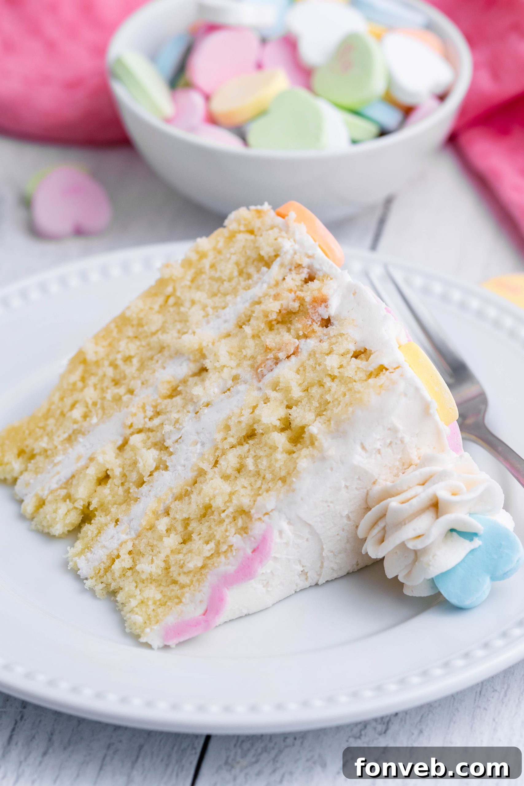 Smooth buttercream frosting for a Valentine's cake