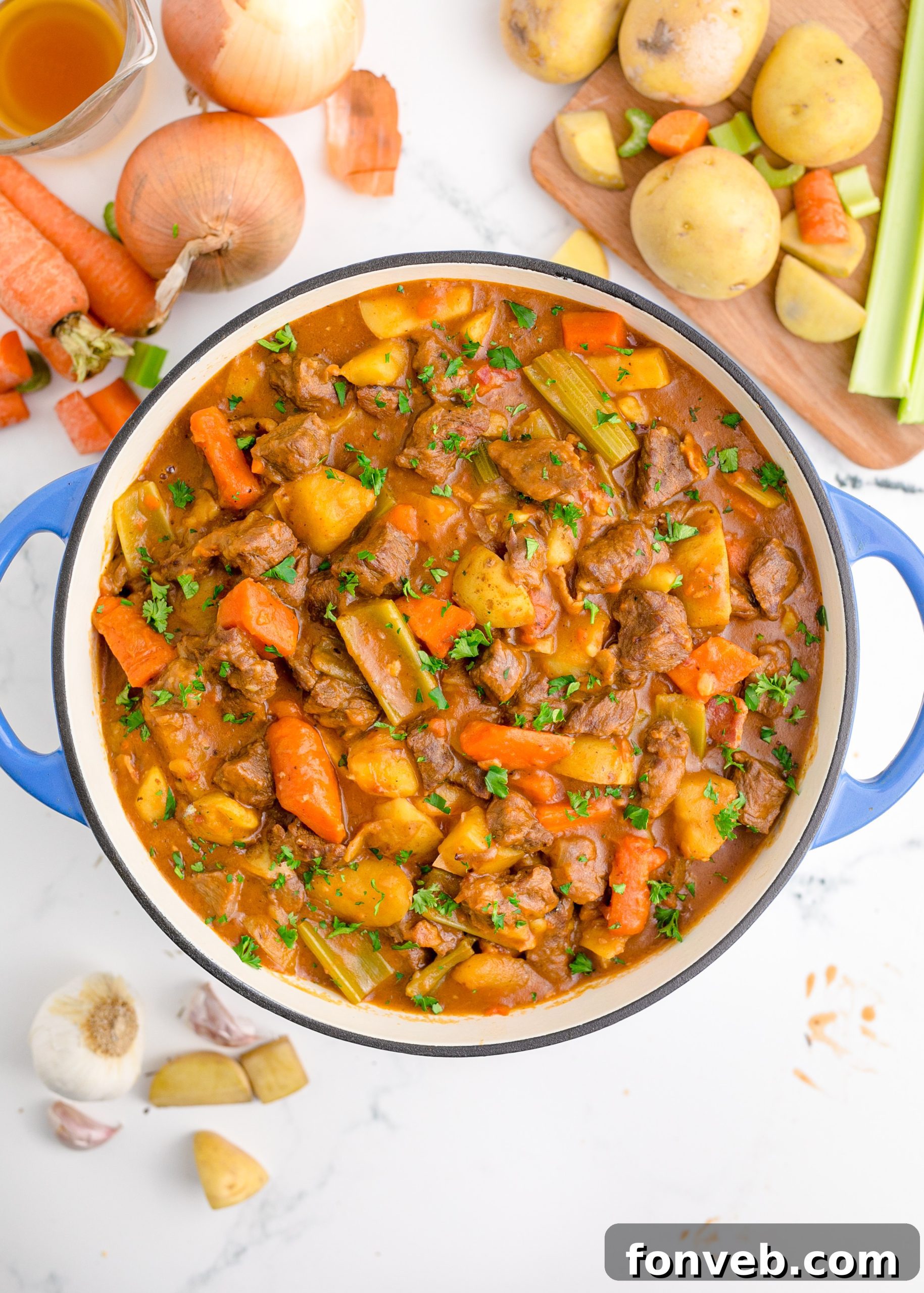 Cooked bacon slices, ready to be crumbled for the stew