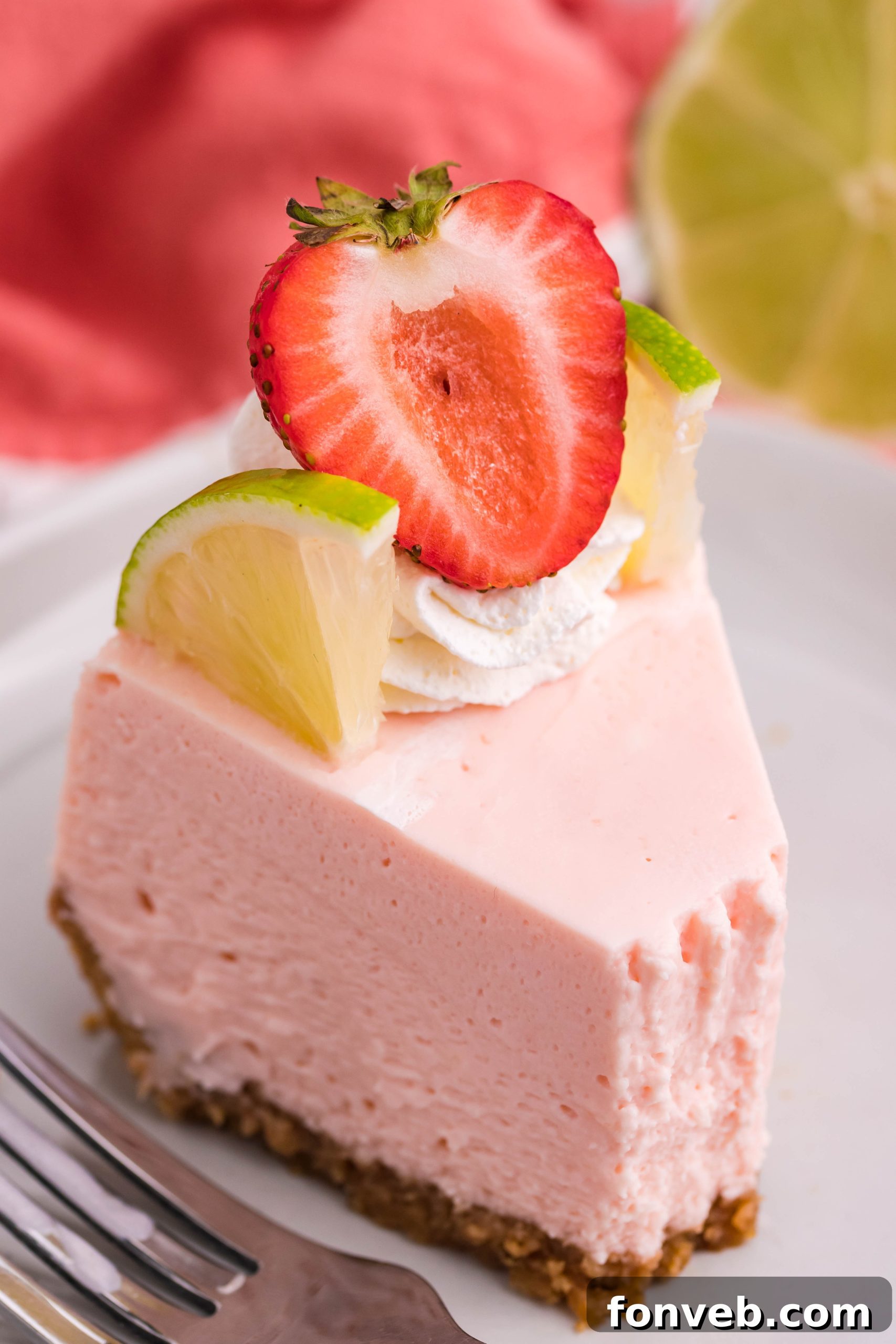 Instant Pot Strawberry Daiquiri Cheesecake, first image showing the full cheesecake.