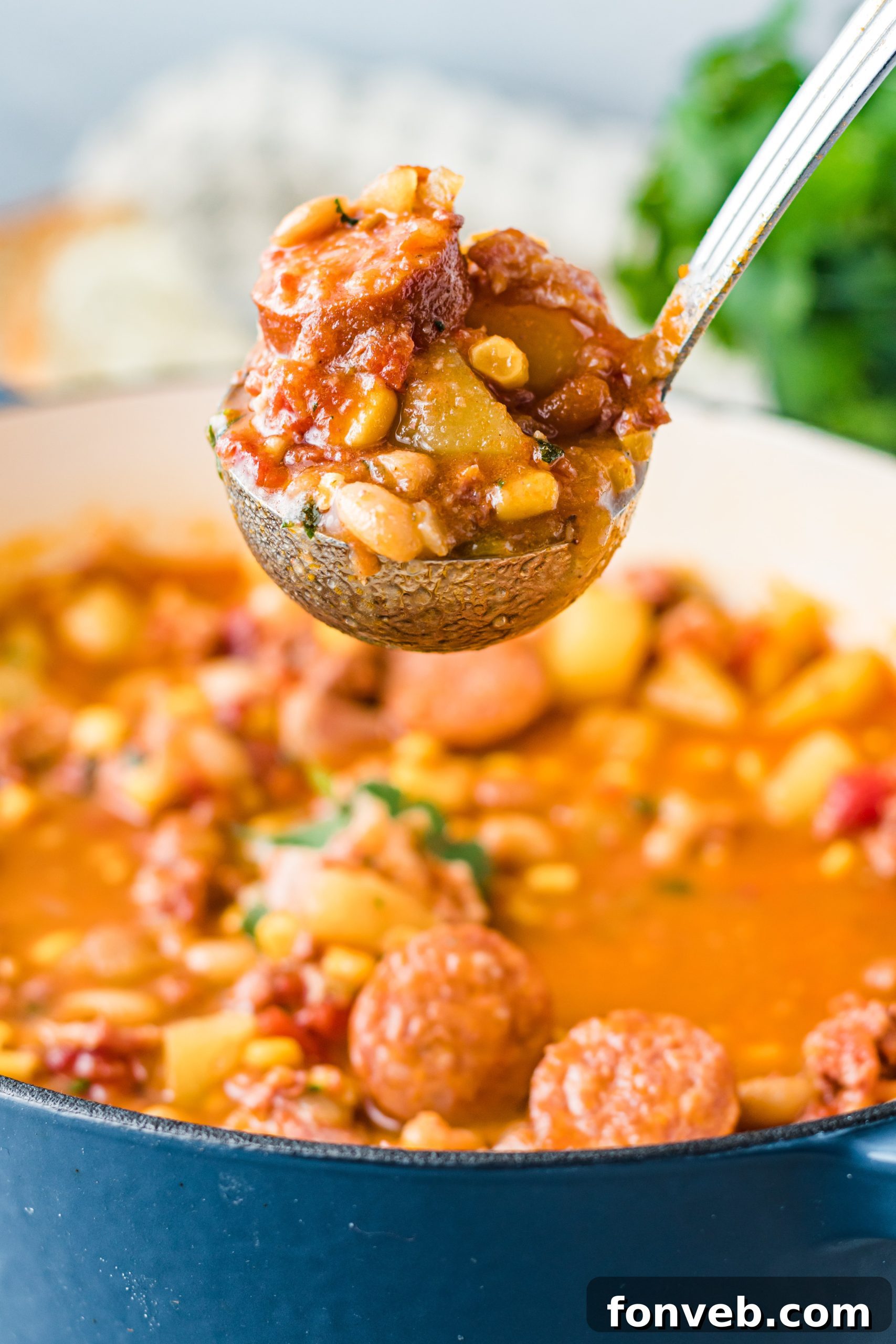 Wrangler's Hearty Stew 14 A large pot filled with the robust Cowboy Stew, ready for ladling out to hungry diners.
