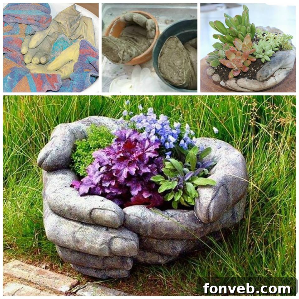 DIY Concrete Garden Hands Decoration