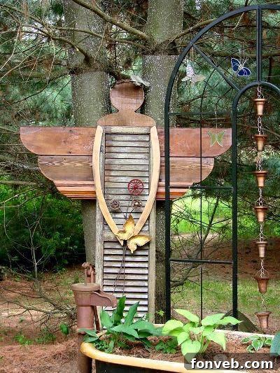DIY Garden Angel made from Old Shutters