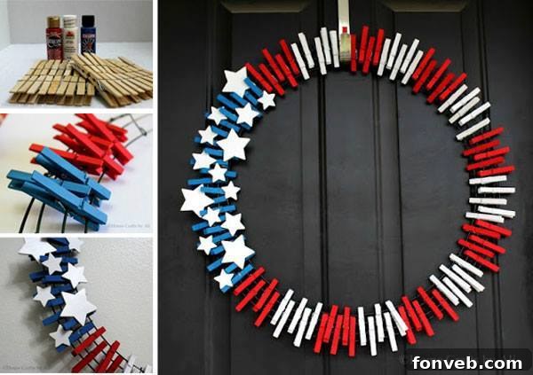 DIY Clothespin Patriotic Wreath