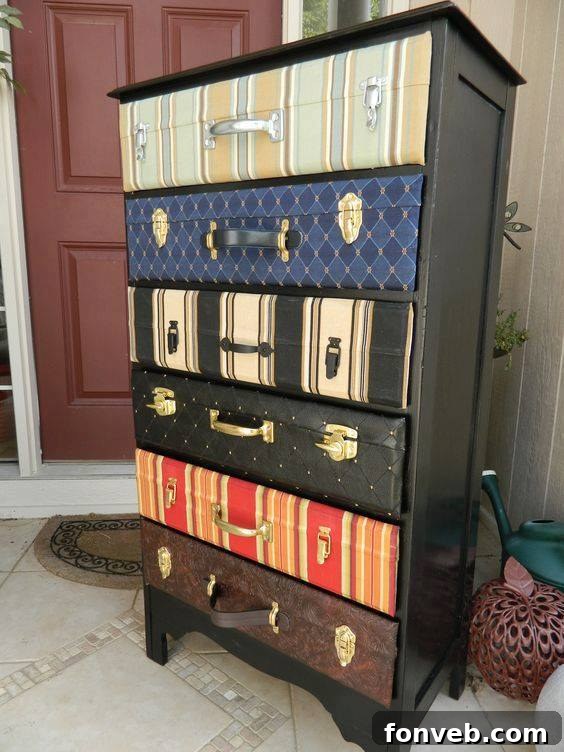 DIY Upcycled Suitcase Dresser Furniture