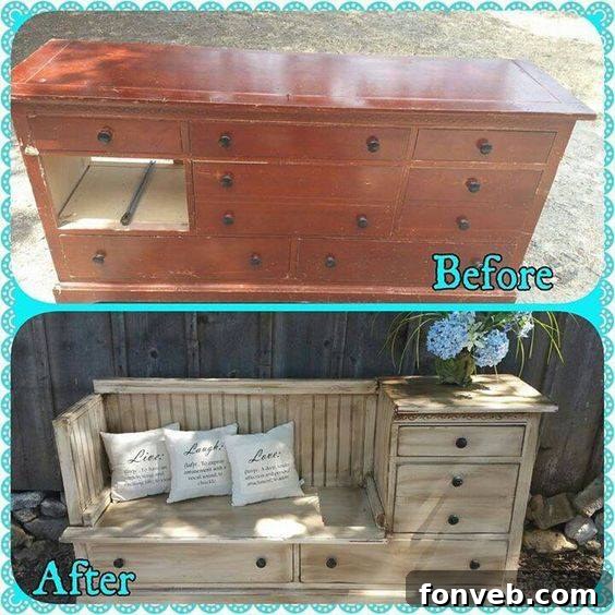 Upcycled Old Dresser into a Day Bench