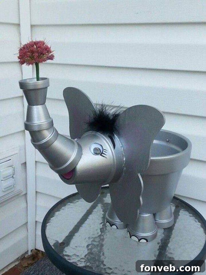 Painted Terra Cotta Elephant Pots