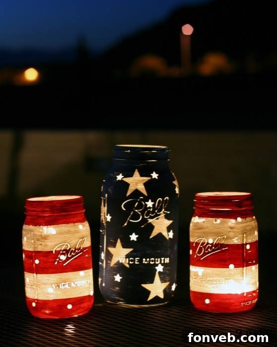 DIY Mason Jar Patriotic Lanterns