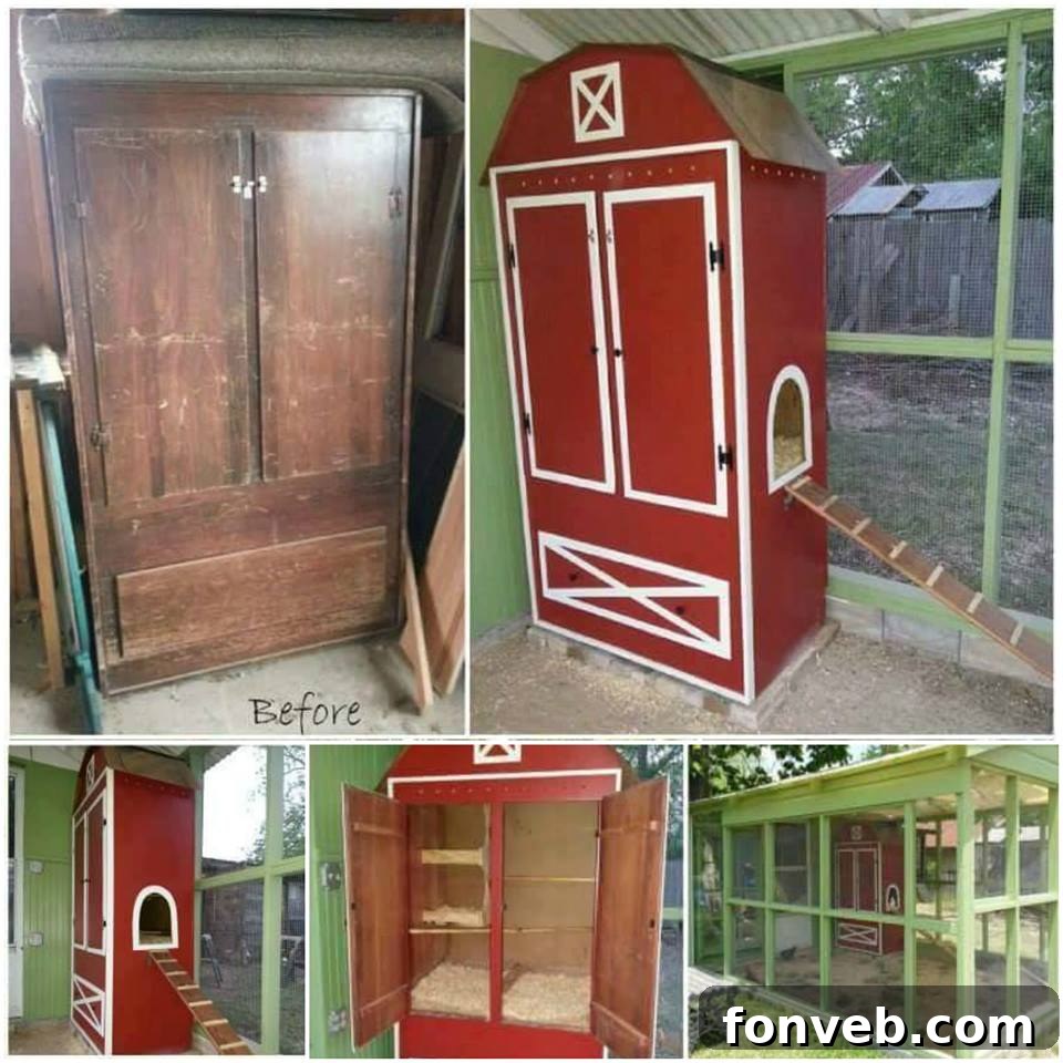 Upcycled Old Armoire into a Chicken Coop