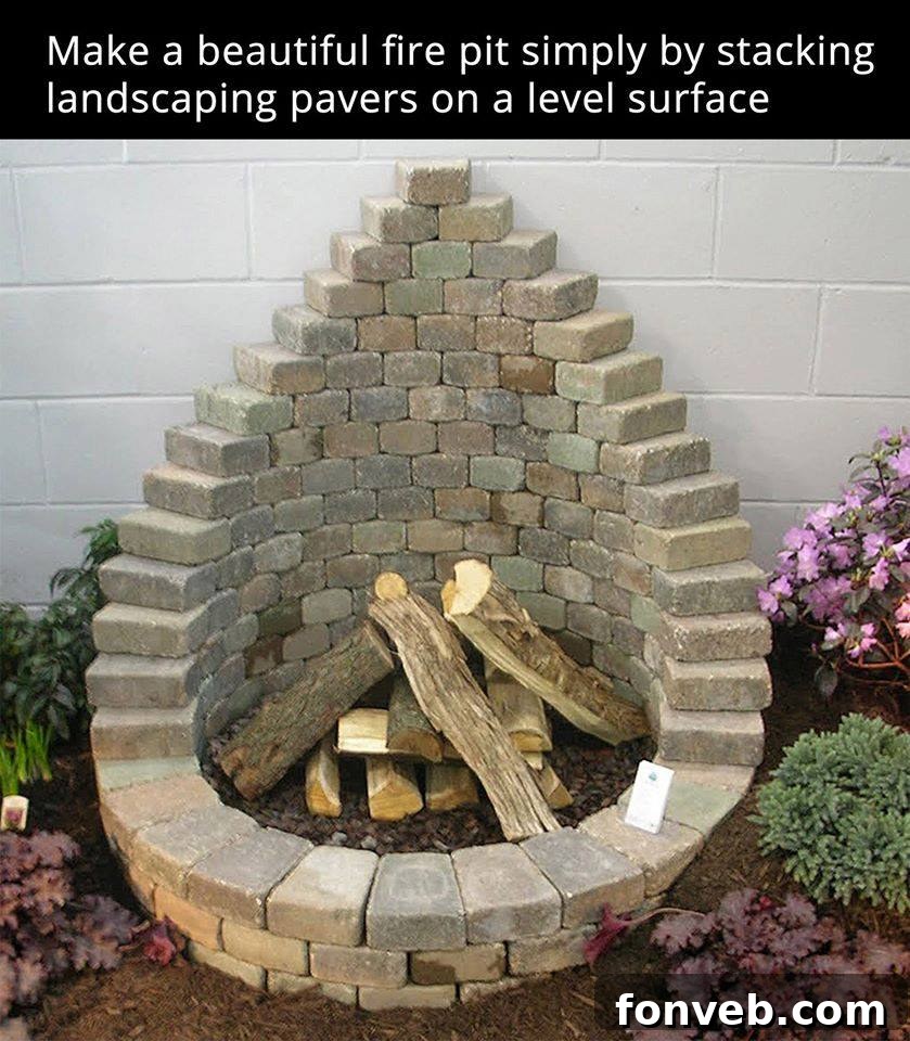 Easy DIY Fire Pit with Stacked Paver Stones