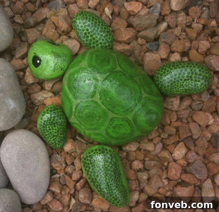 Painted Turtle and Fish Rocks for Garden Decor