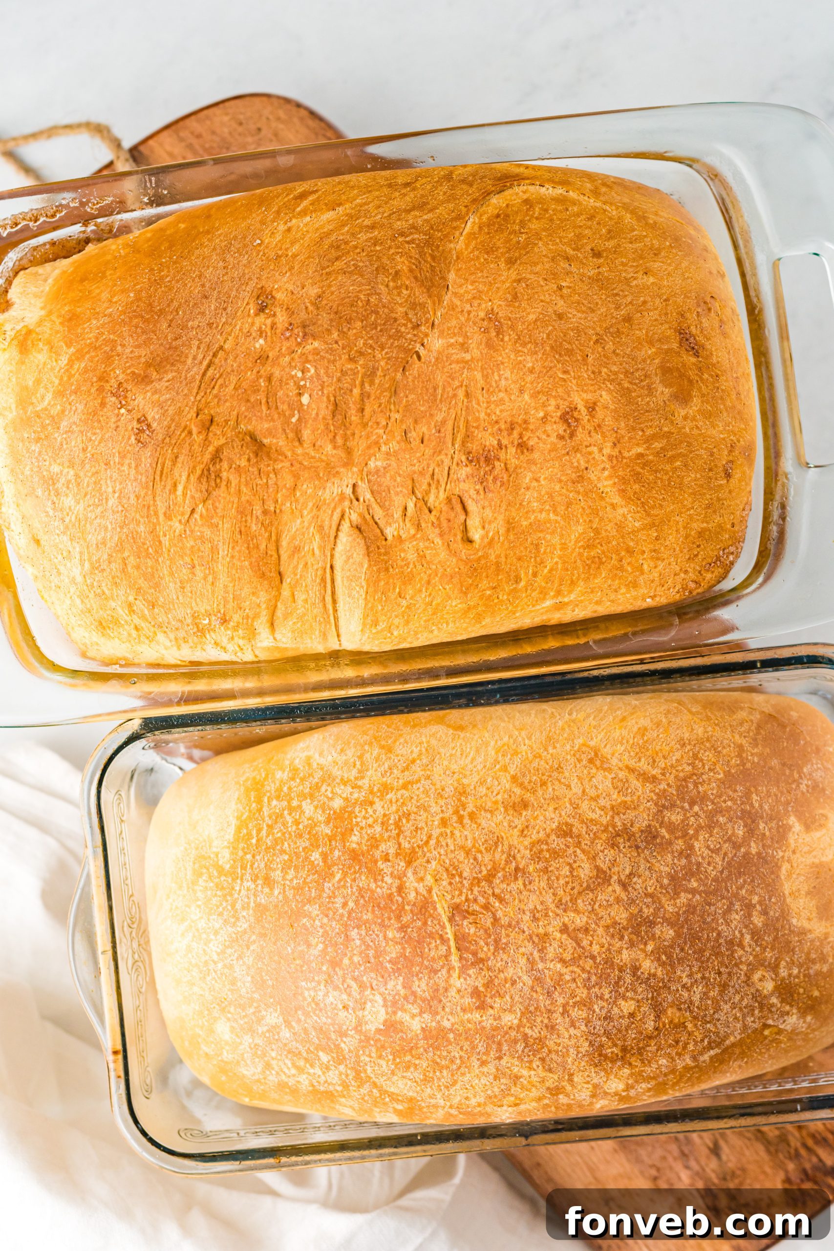 Close-up of a rustic-looking Amish White Bread loaf.