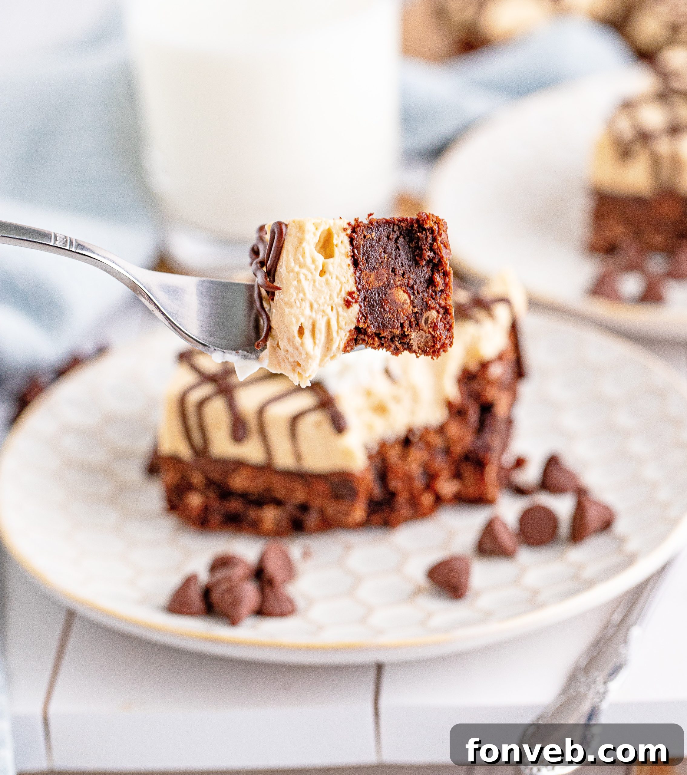 Peanut Butter Brownies bite on a fork