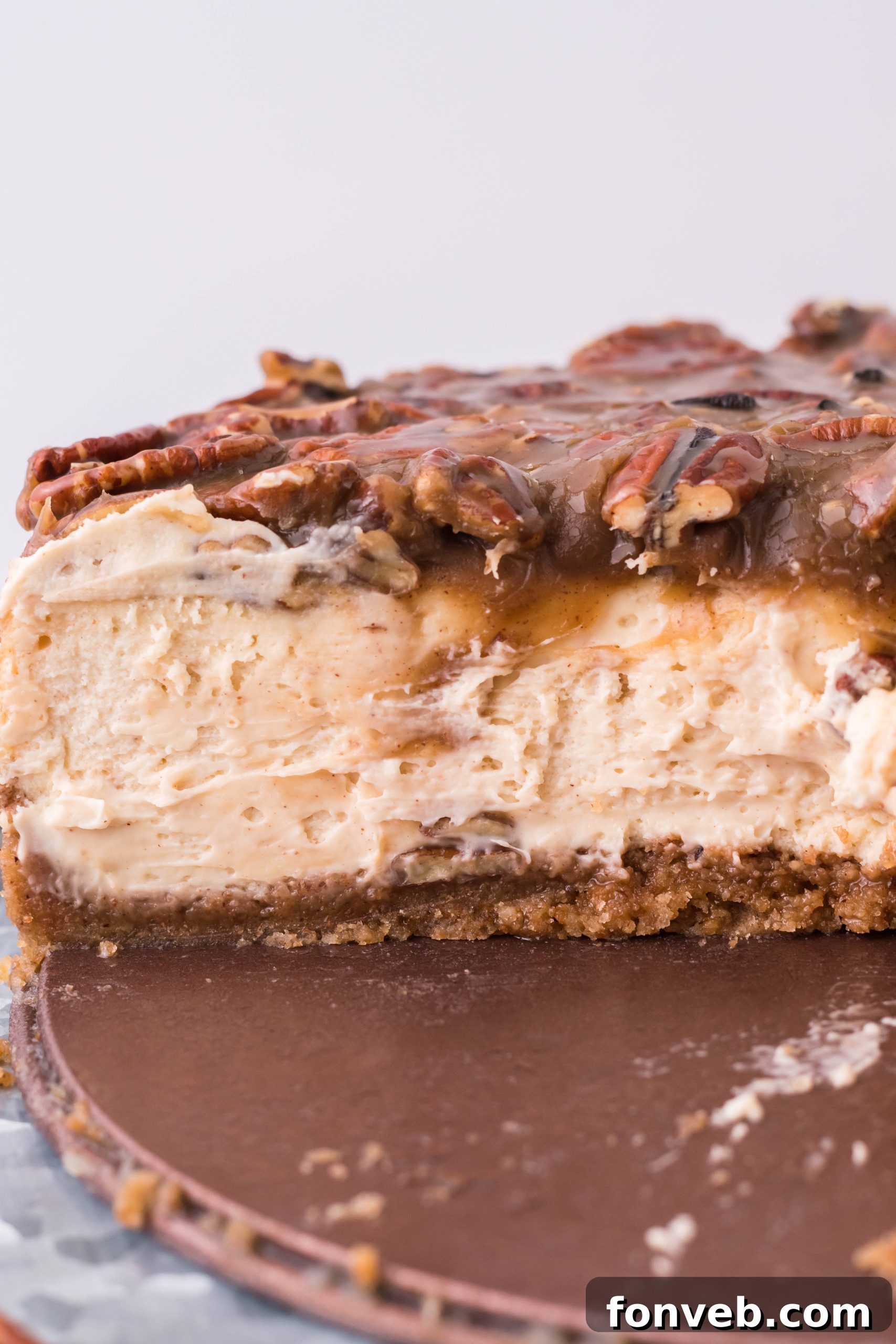 The full Pecan Pie Cheesecake arranged beautifully on a serving platter, inviting guests to indulge.
