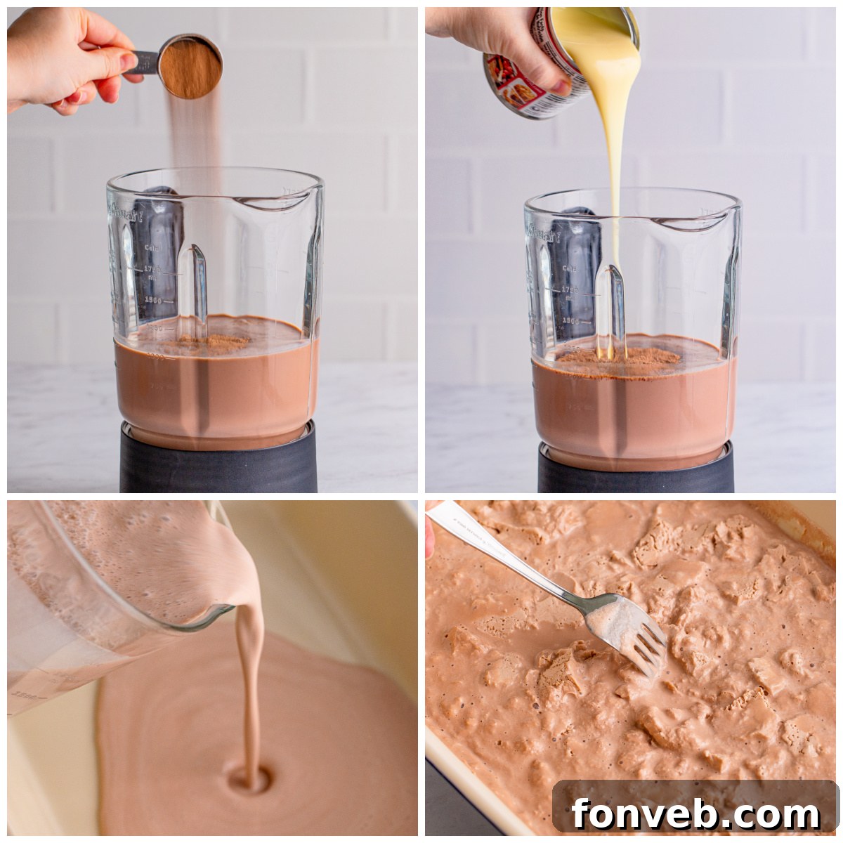 Ingredients for Wendy's Frosty being added to a blender for mixing