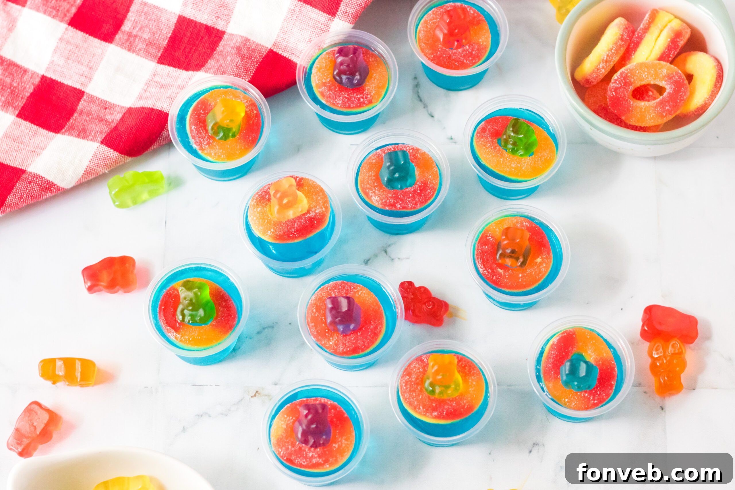 Pool Party Jello Shots overhead shot
