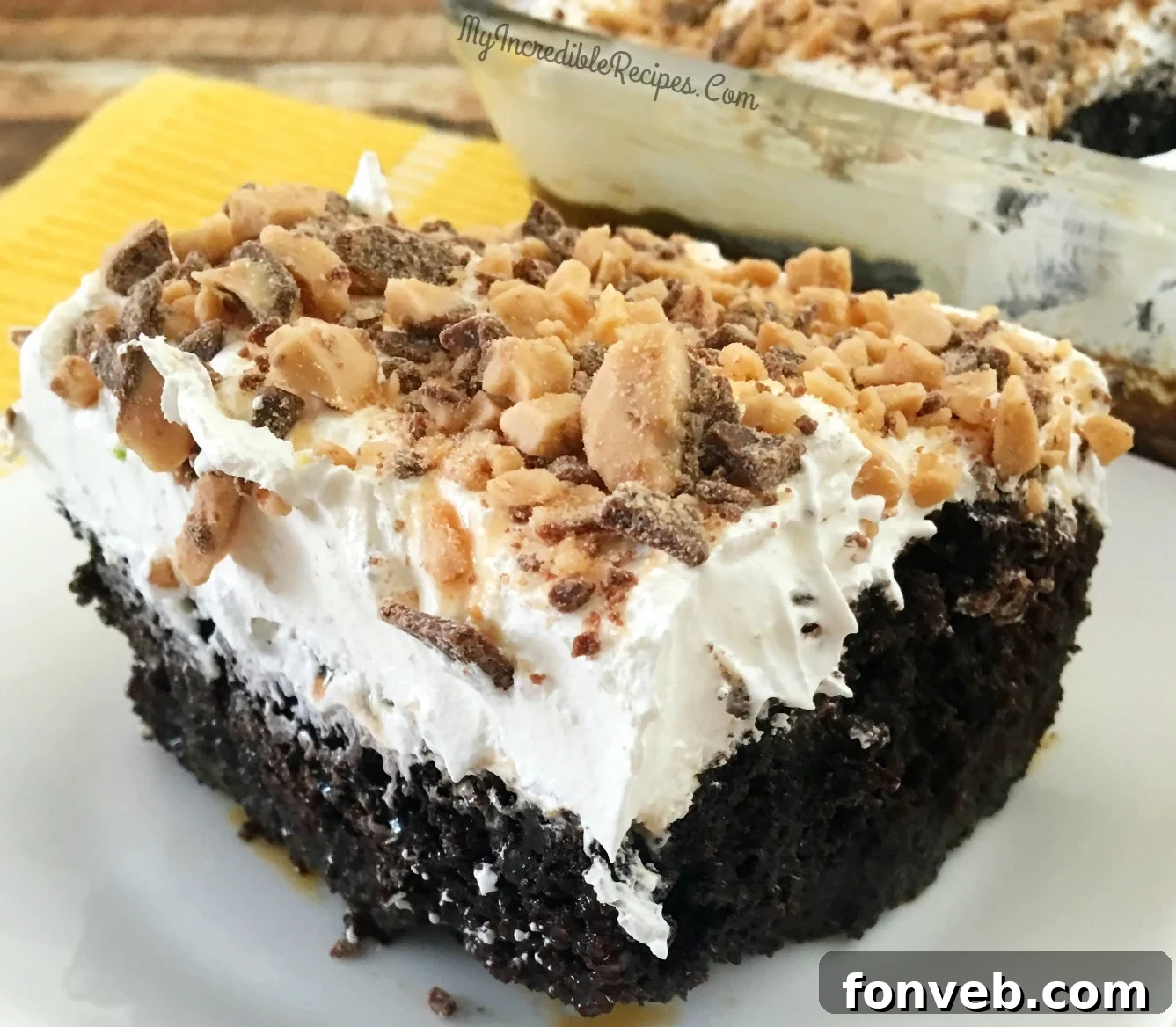 A group of people enjoying slices of Better Than Sex Cake