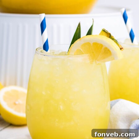 A refreshing glass of Pineapple Lemonade