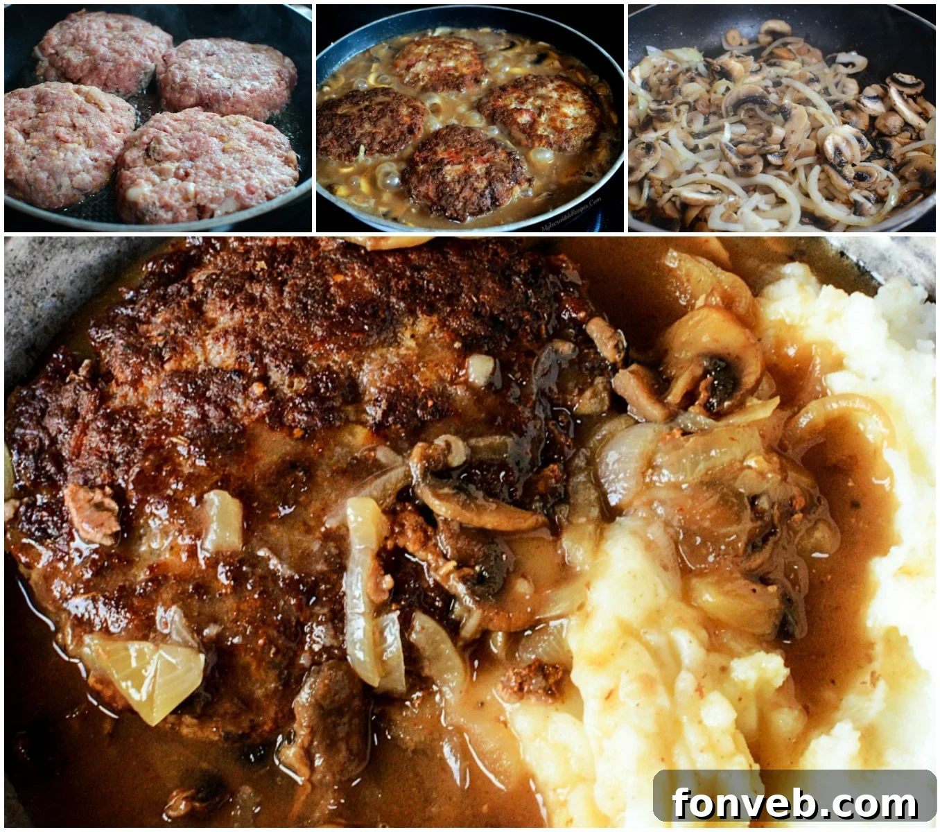 Final plated Southern Hamburger Steaks with rich gravy, ready to be enjoyed.